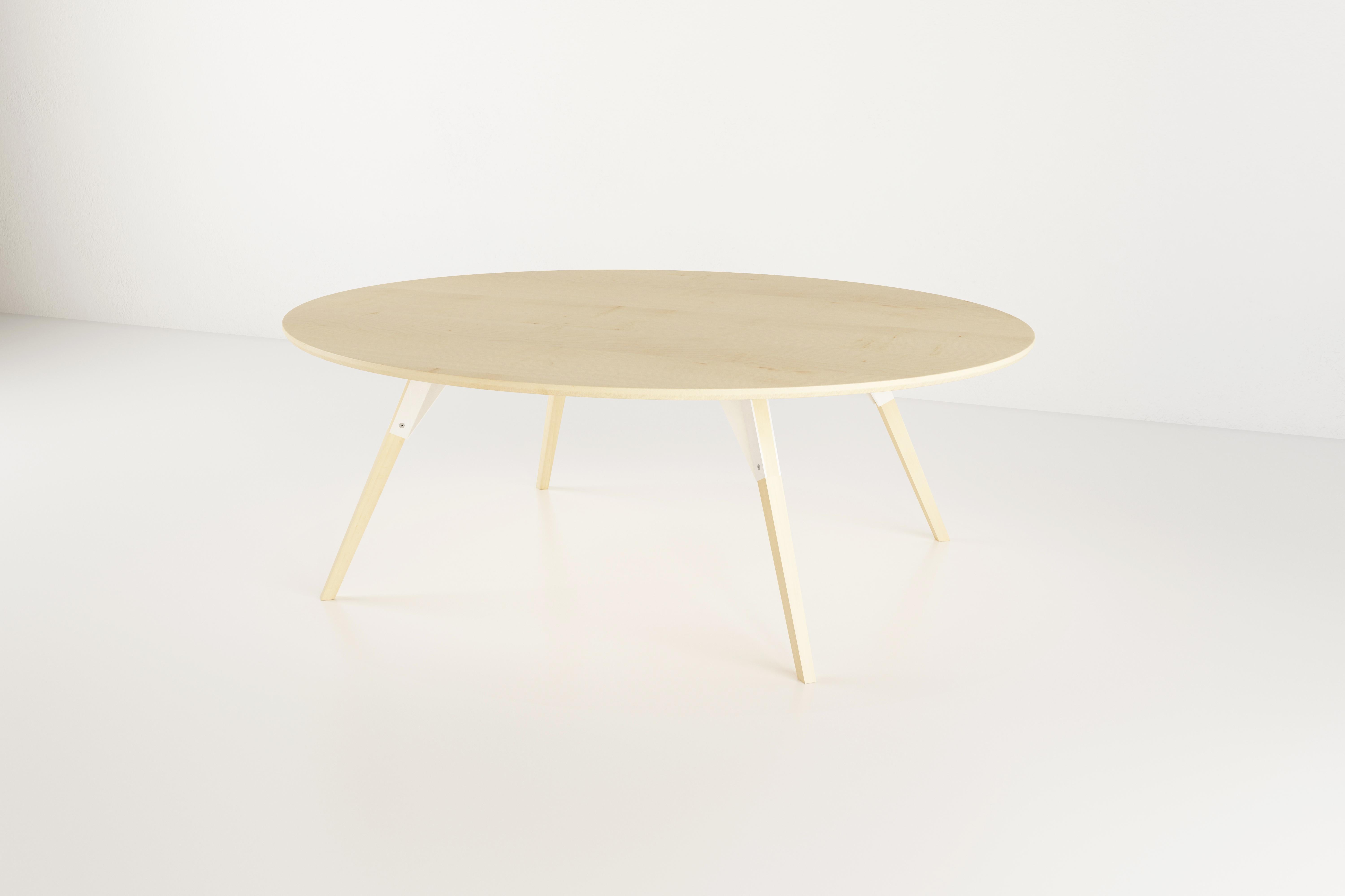 Scandinavian Modern Clarke Oval Coffee Table Maple White For Sale