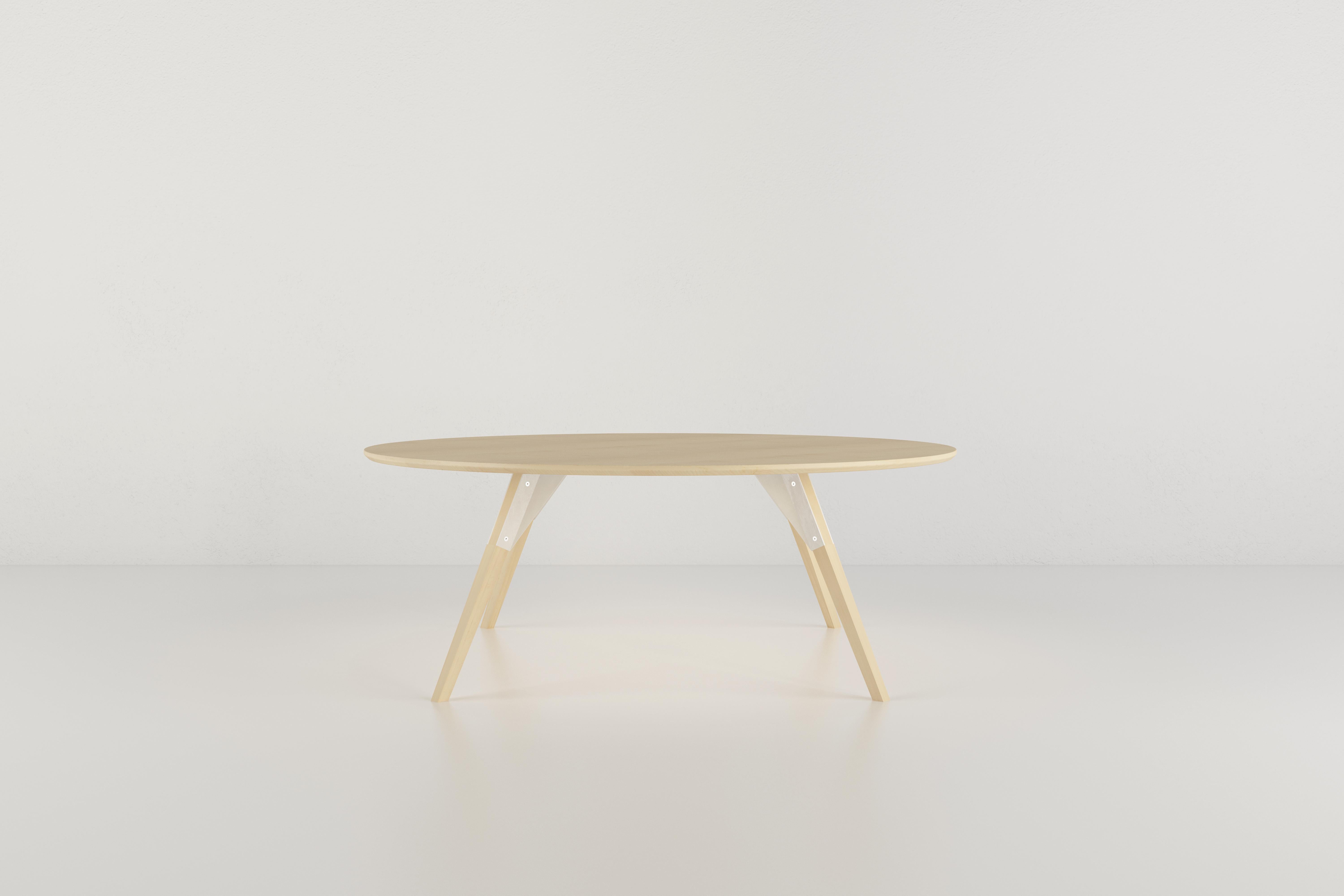 Scandinavian Modern Clarke Round Coffee Table Maple White For Sale