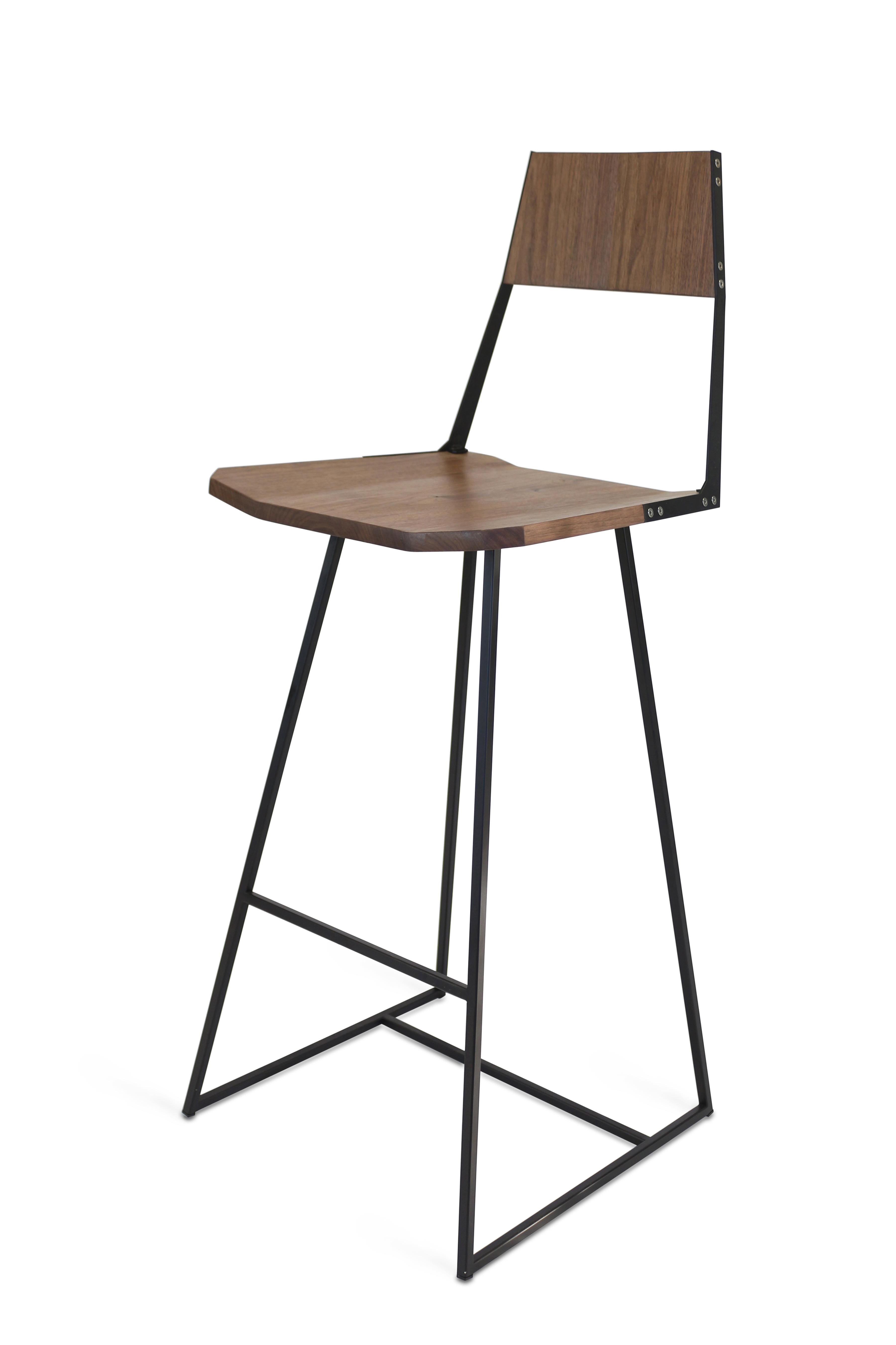 Modern Clarkester Bar Stool Walnut Black For Sale