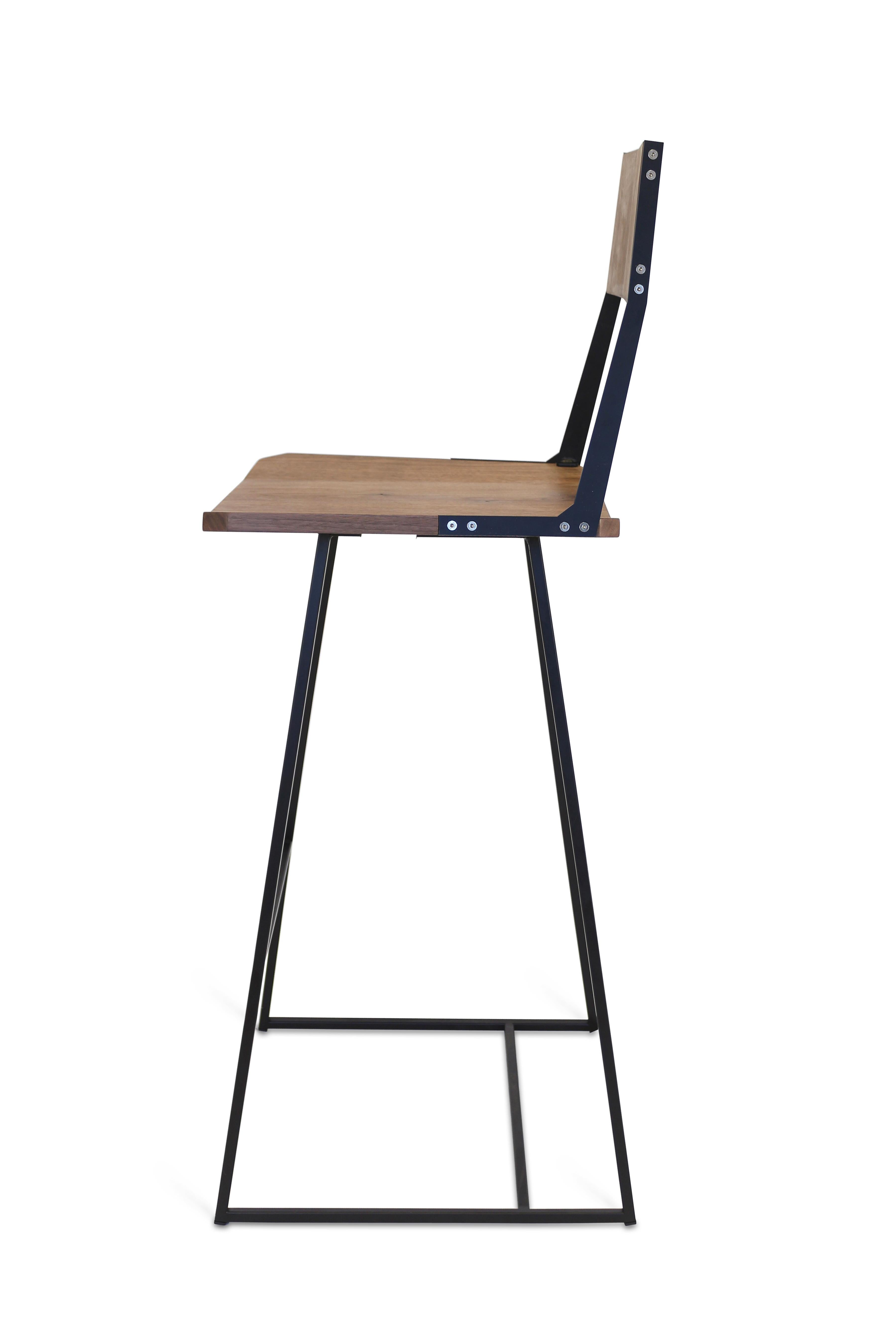 American Clarkester Bar Stool Walnut Black For Sale