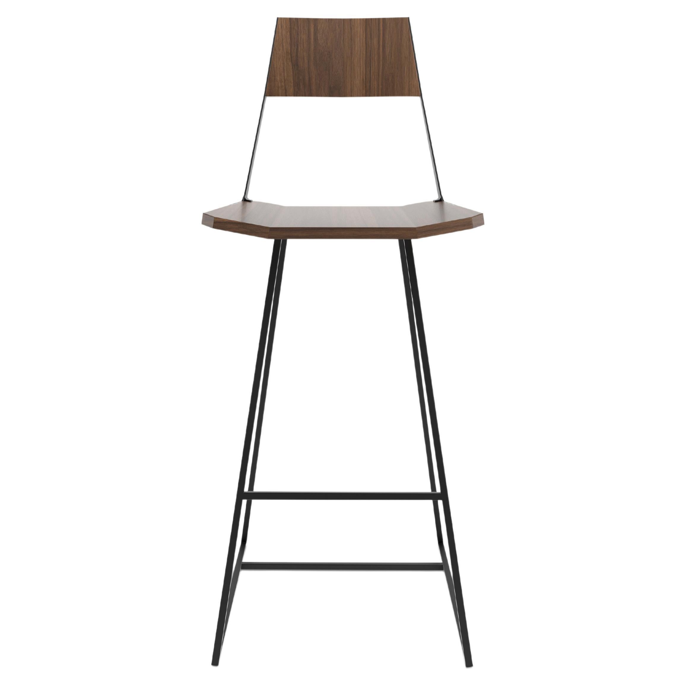 Tabouret de bar Clarkester en noyer noir