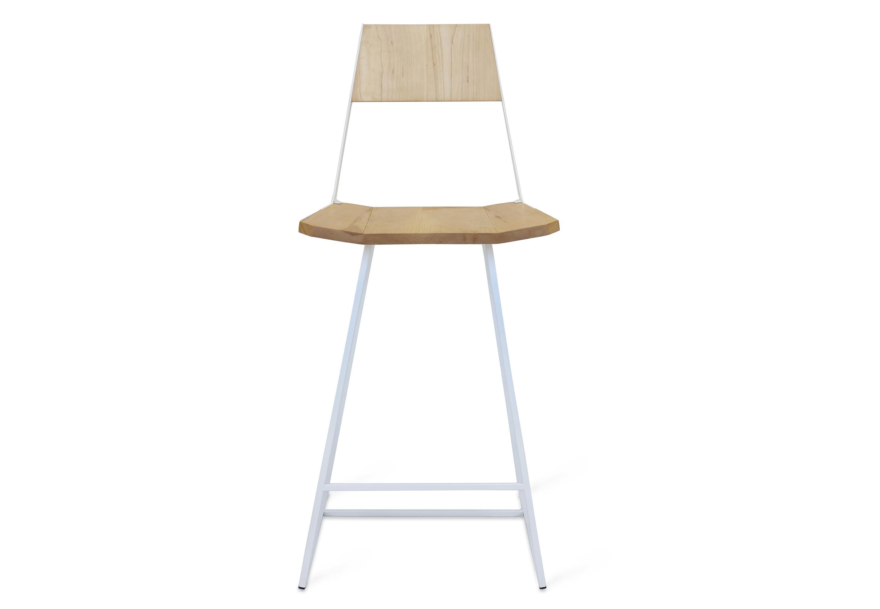 Powder-Coated Clarkester Counter Stool Maple White For Sale