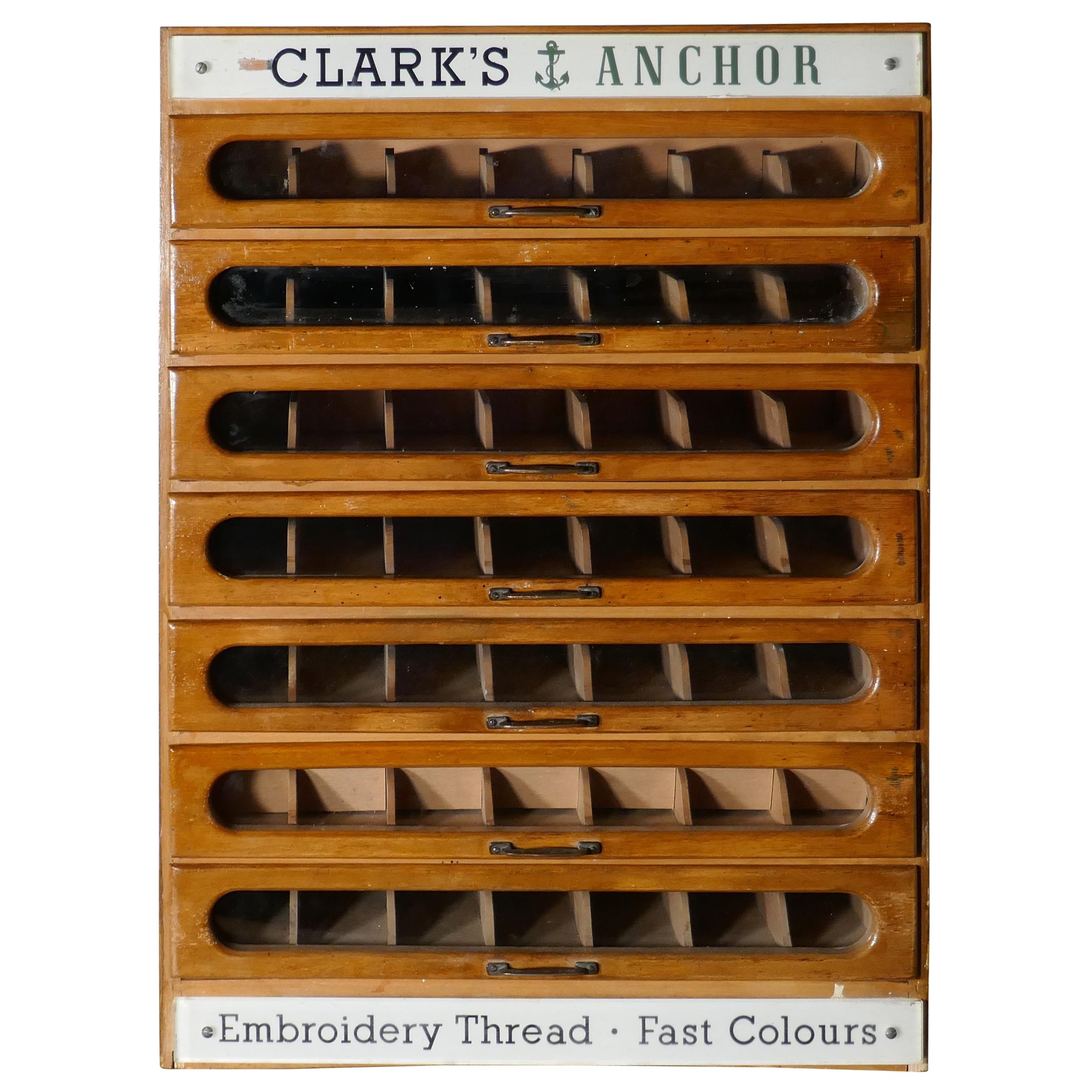 Clark’s Anchor Cotton Haberdashery Advertising Drawers Cabinet