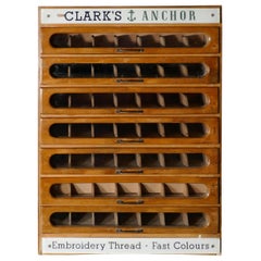 Retro Clark’s Anchor Cotton Haberdashery Advertising Drawers Cabinet