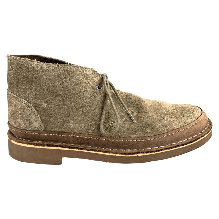 CLARKS Size 7 Taupe Suede Lace Up Chukka Boots For Sale at 1stDibs