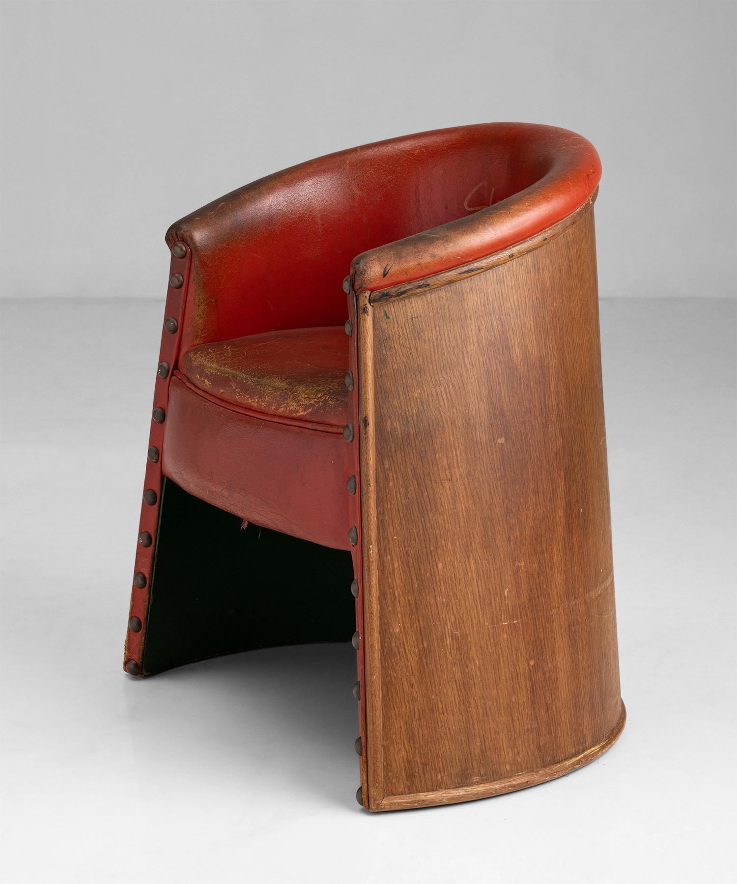 Leather Clark’s Tub Chair, England Circa 1930