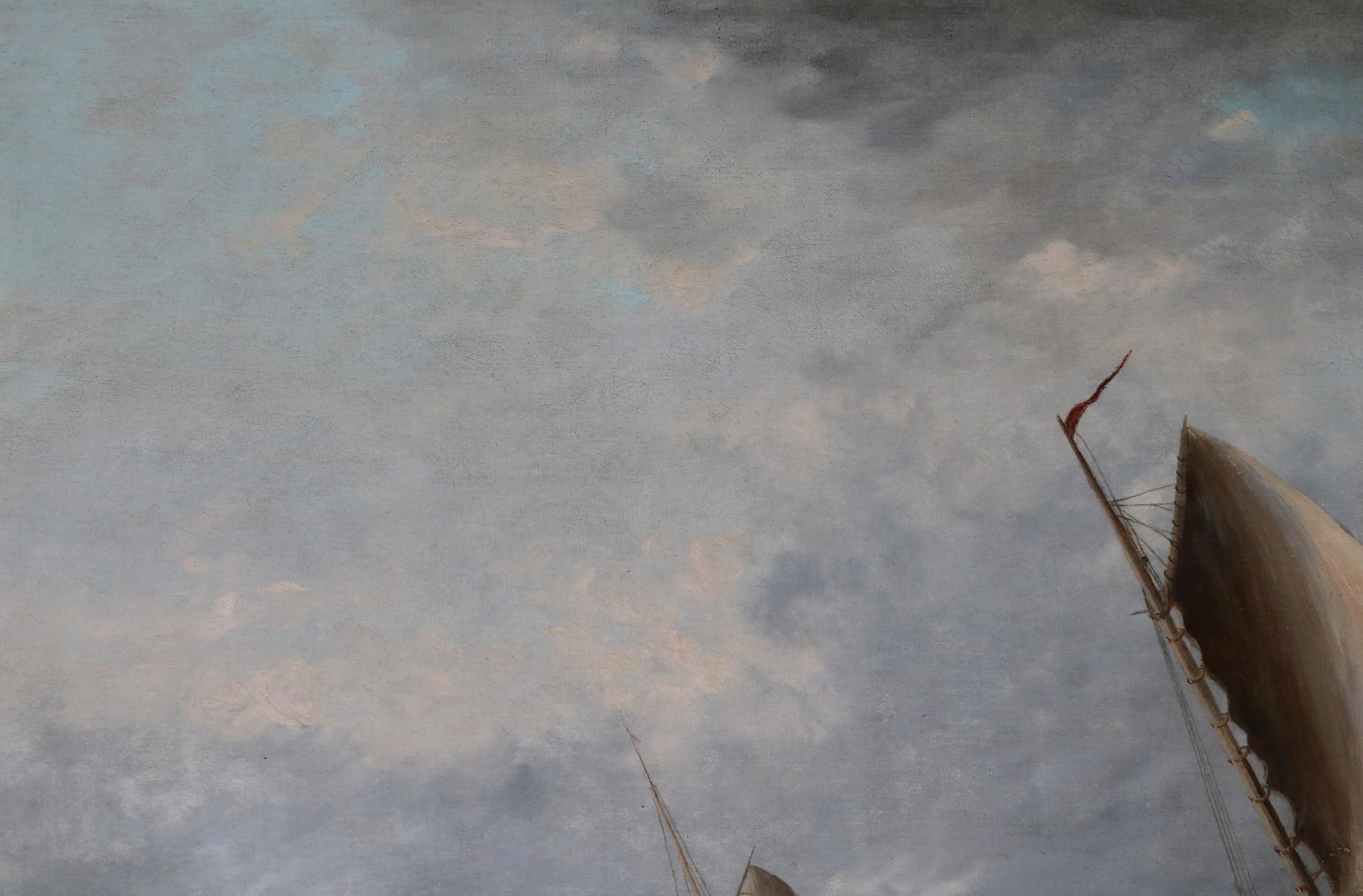 Großes maritimes Ölgemälde aus dem 19. Jahrhundert mit Schifffahrt im Ärmelkanal im Angebot 6