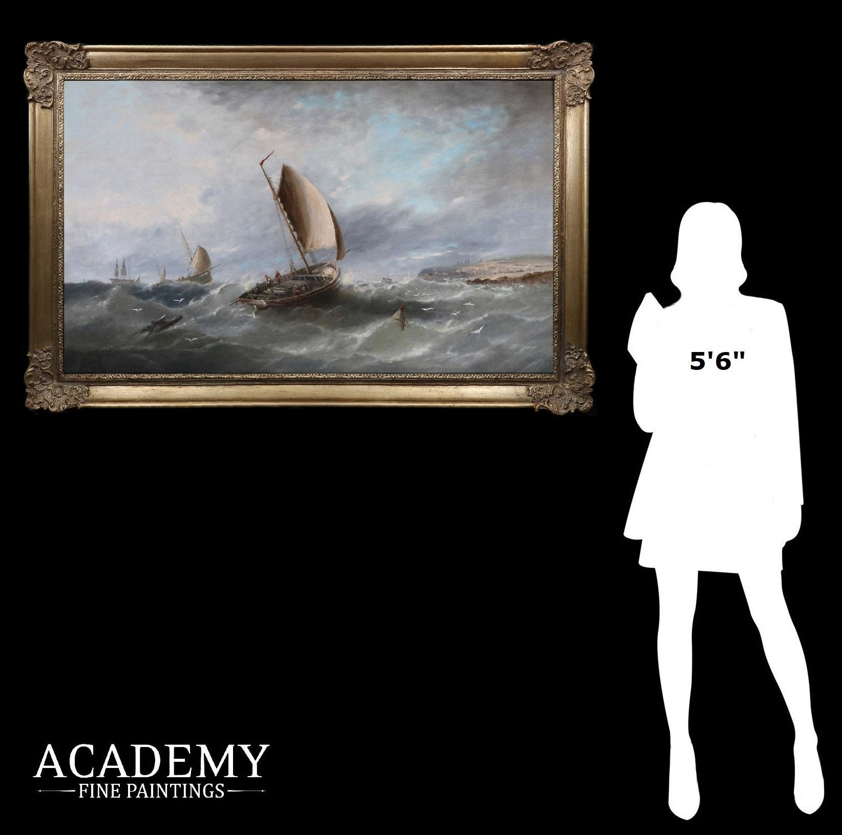 Großes maritimes Ölgemälde aus dem 19. Jahrhundert mit Schifffahrt im Ärmelkanal – Painting von Clarkson Stanfield