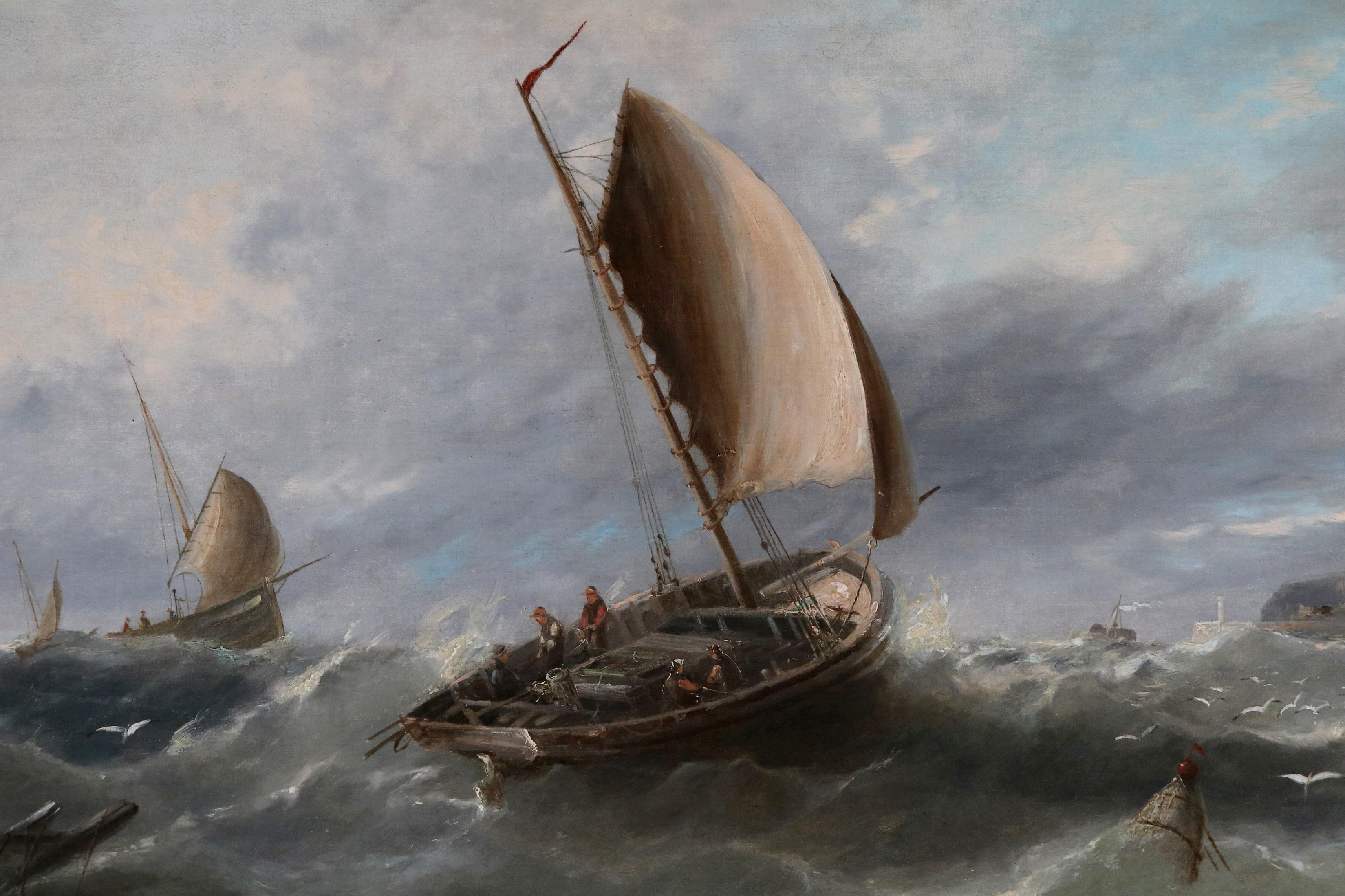 Großes maritimes Ölgemälde aus dem 19. Jahrhundert mit Schifffahrt im Ärmelkanal im Angebot 2