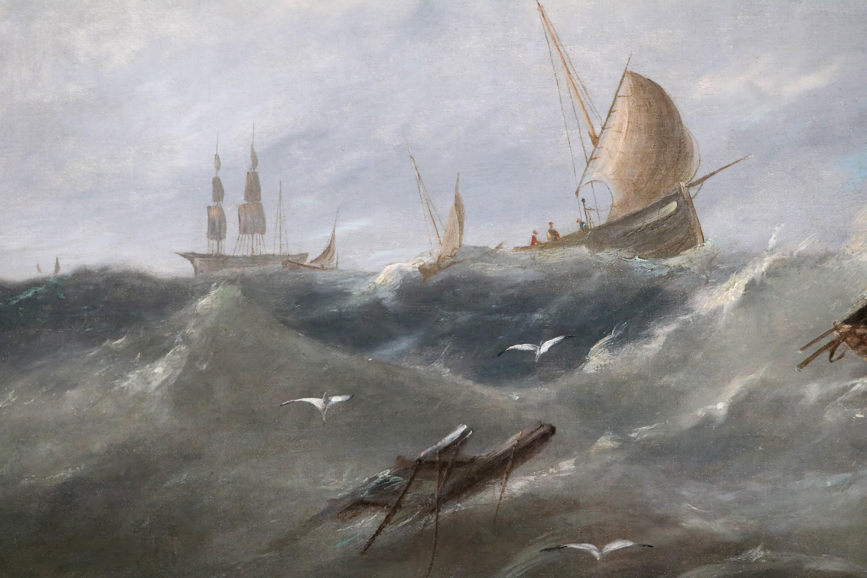 Großes maritimes Ölgemälde aus dem 19. Jahrhundert mit Schifffahrt im Ärmelkanal im Angebot 3