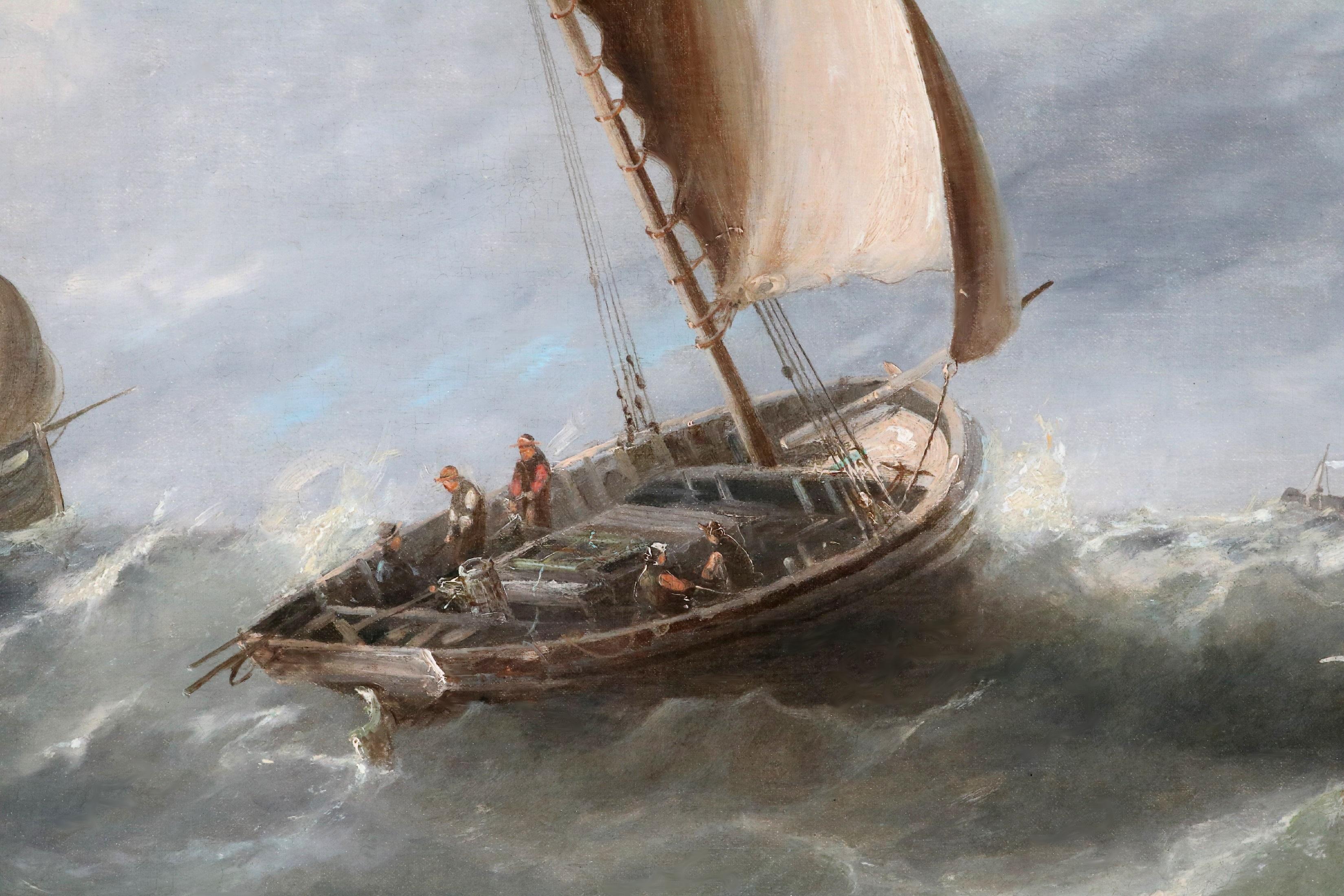 Großes maritimes Ölgemälde aus dem 19. Jahrhundert mit Schifffahrt im Ärmelkanal im Angebot 4