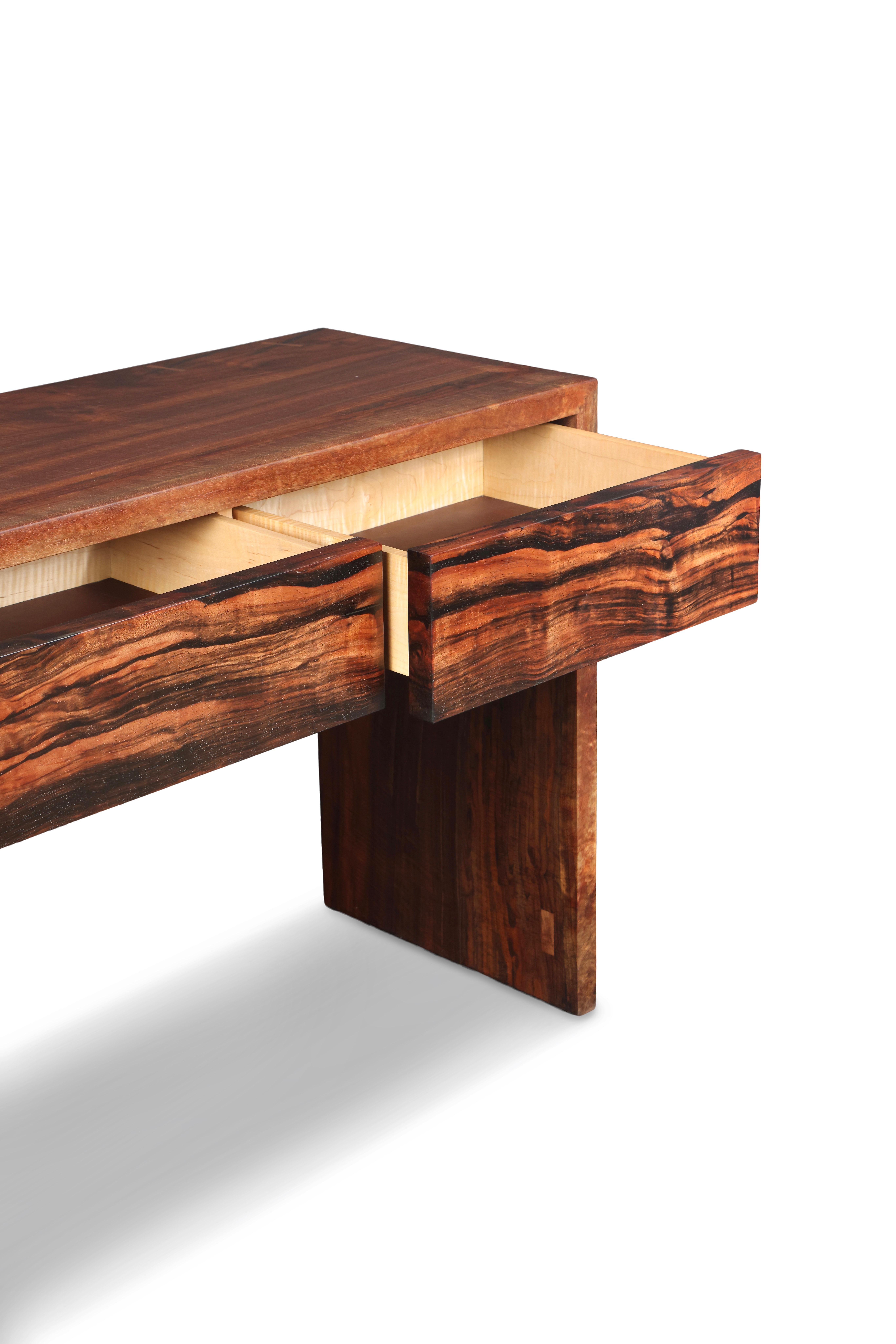 live edge console table with drawers