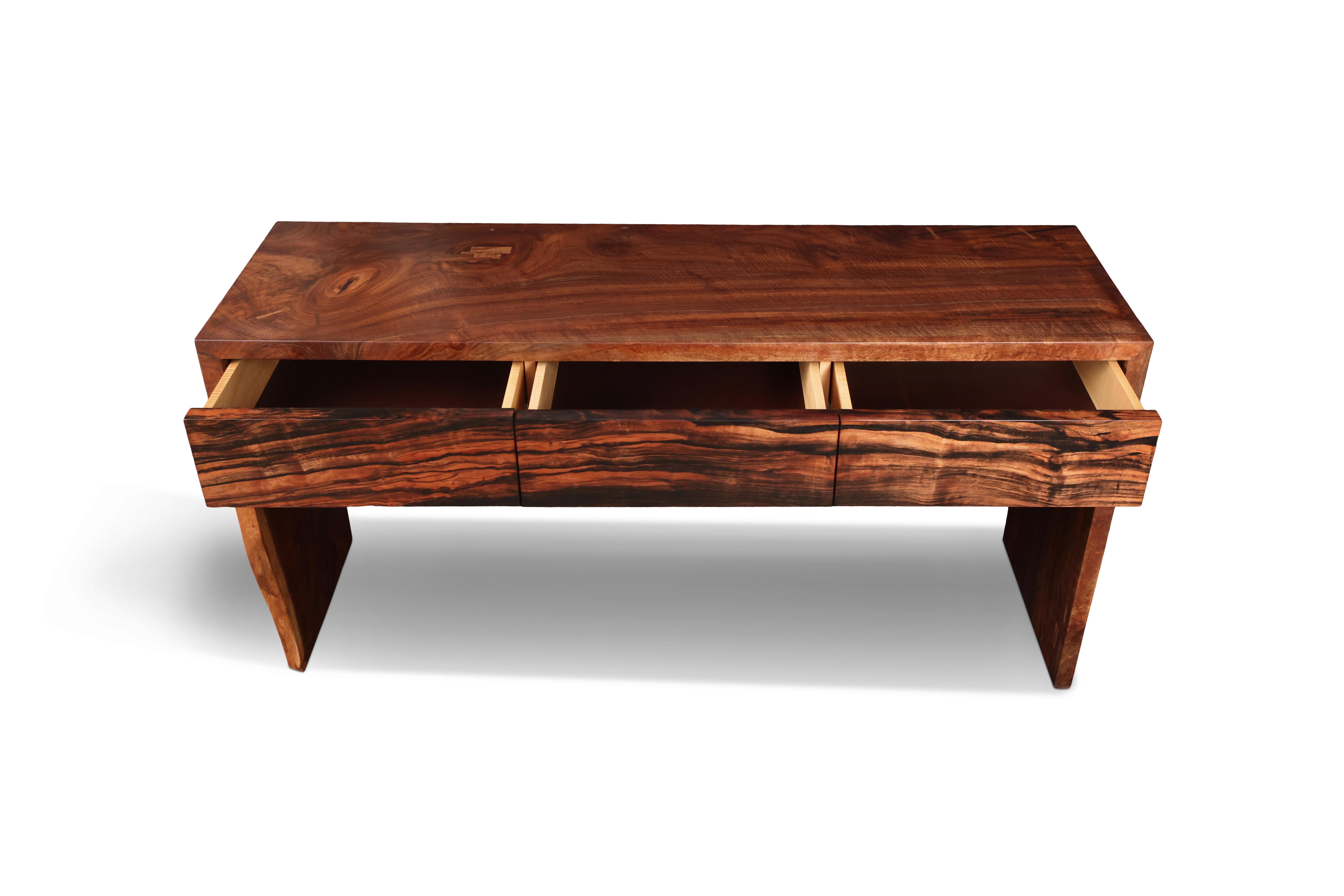 Claro Walnut and Ebony Console Table, in Stock In New Condition For Sale In Calgary, CA