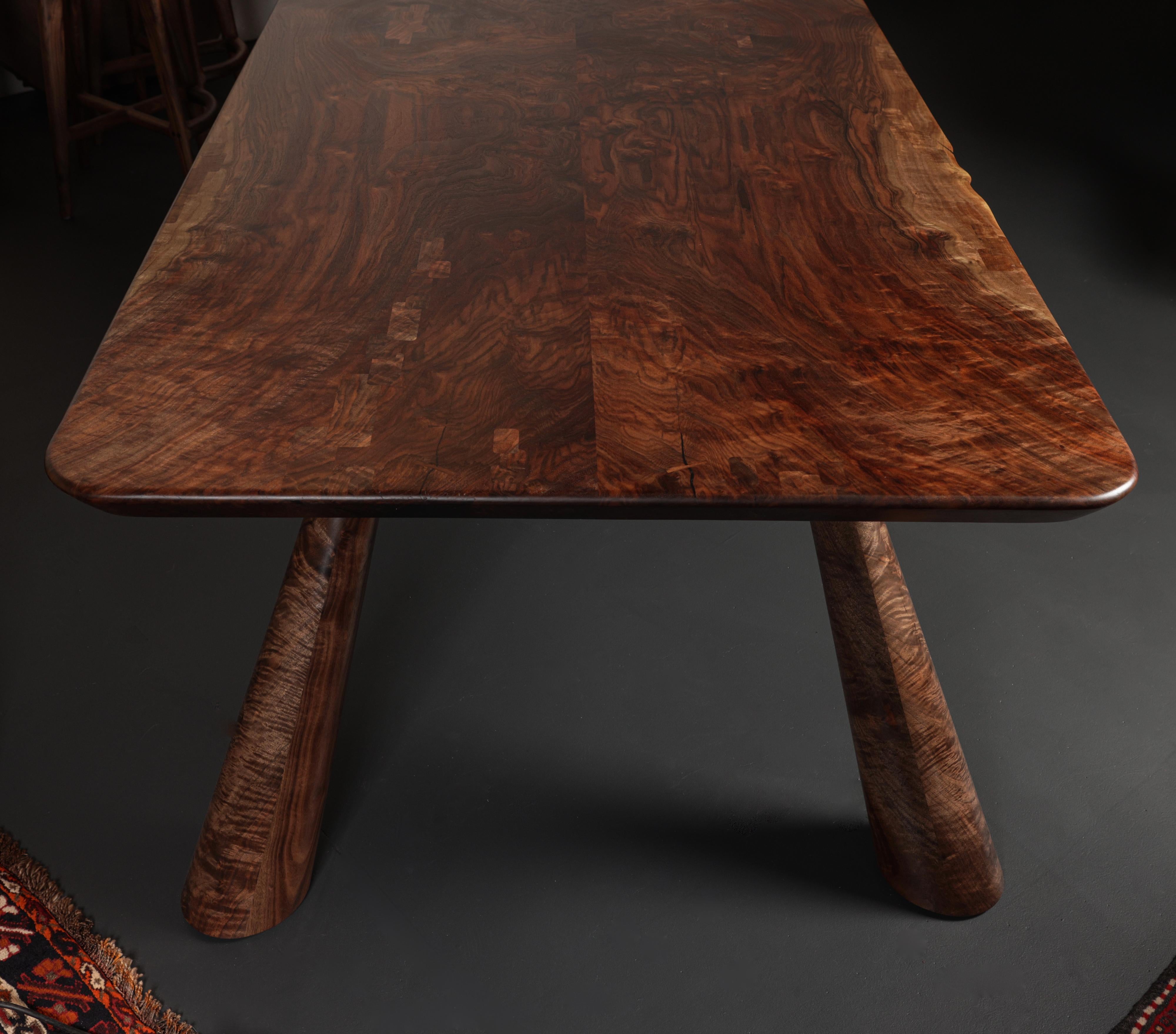 Hand-Crafted In Stock Claro Walnut Bookmatched FIJN Dining Table For Sale