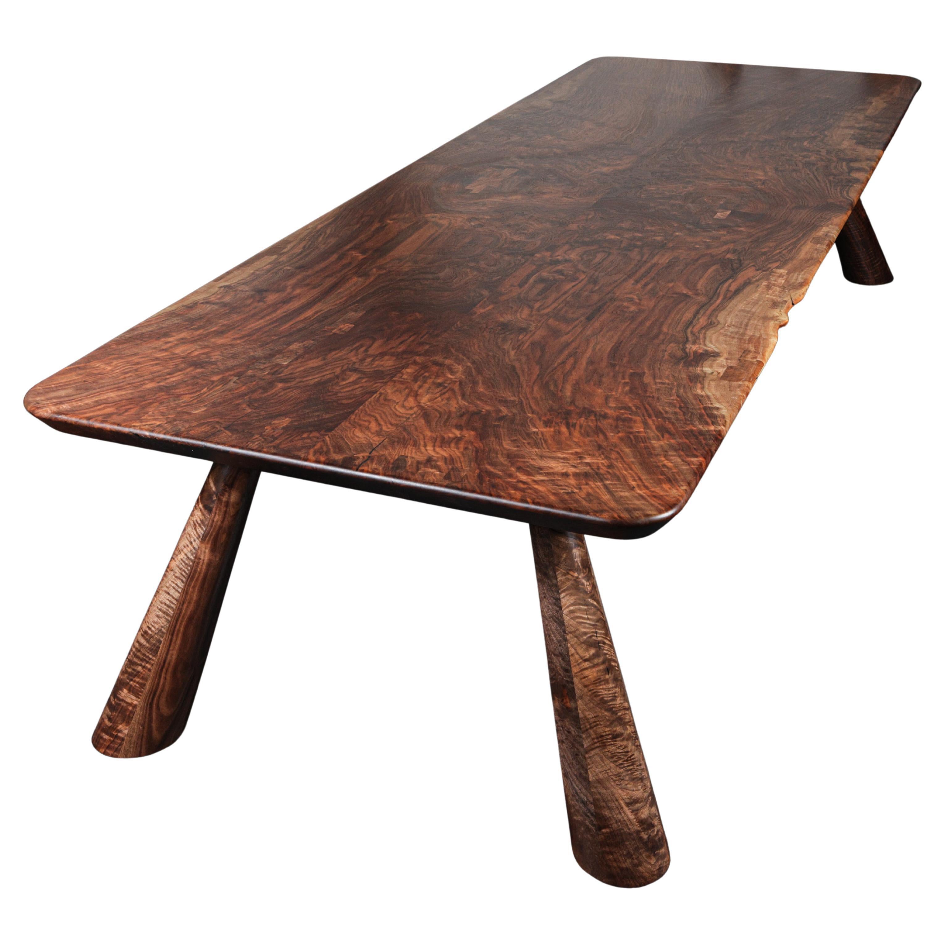 In Stock Claro Walnut Bookmatched FIJN Dining Table For Sale
