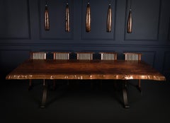 Claro Walnut Bookmatched Live Edge Dining Table, in Stock