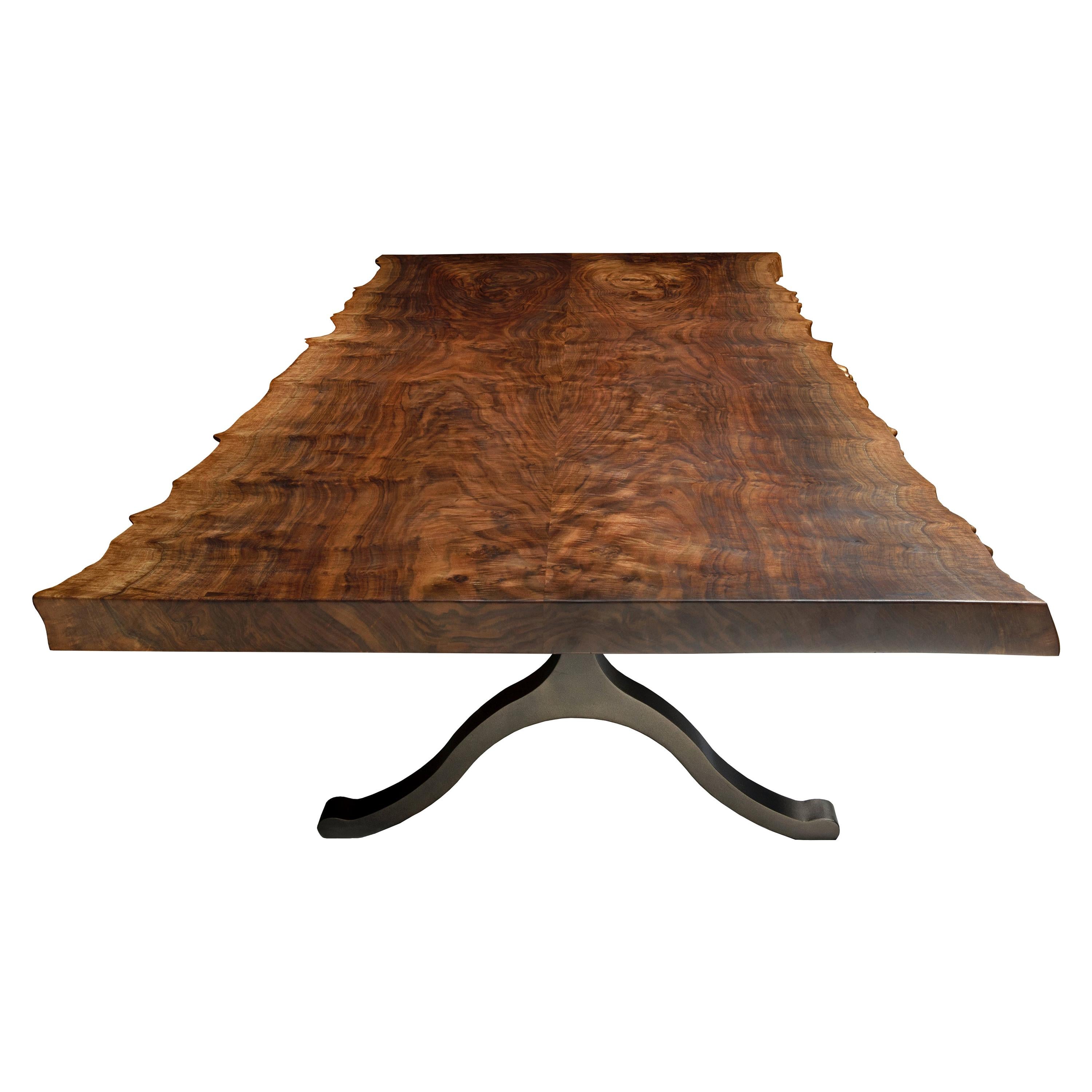 Claro Walnut Bookmatched Live Edge Dining Table, in Stock