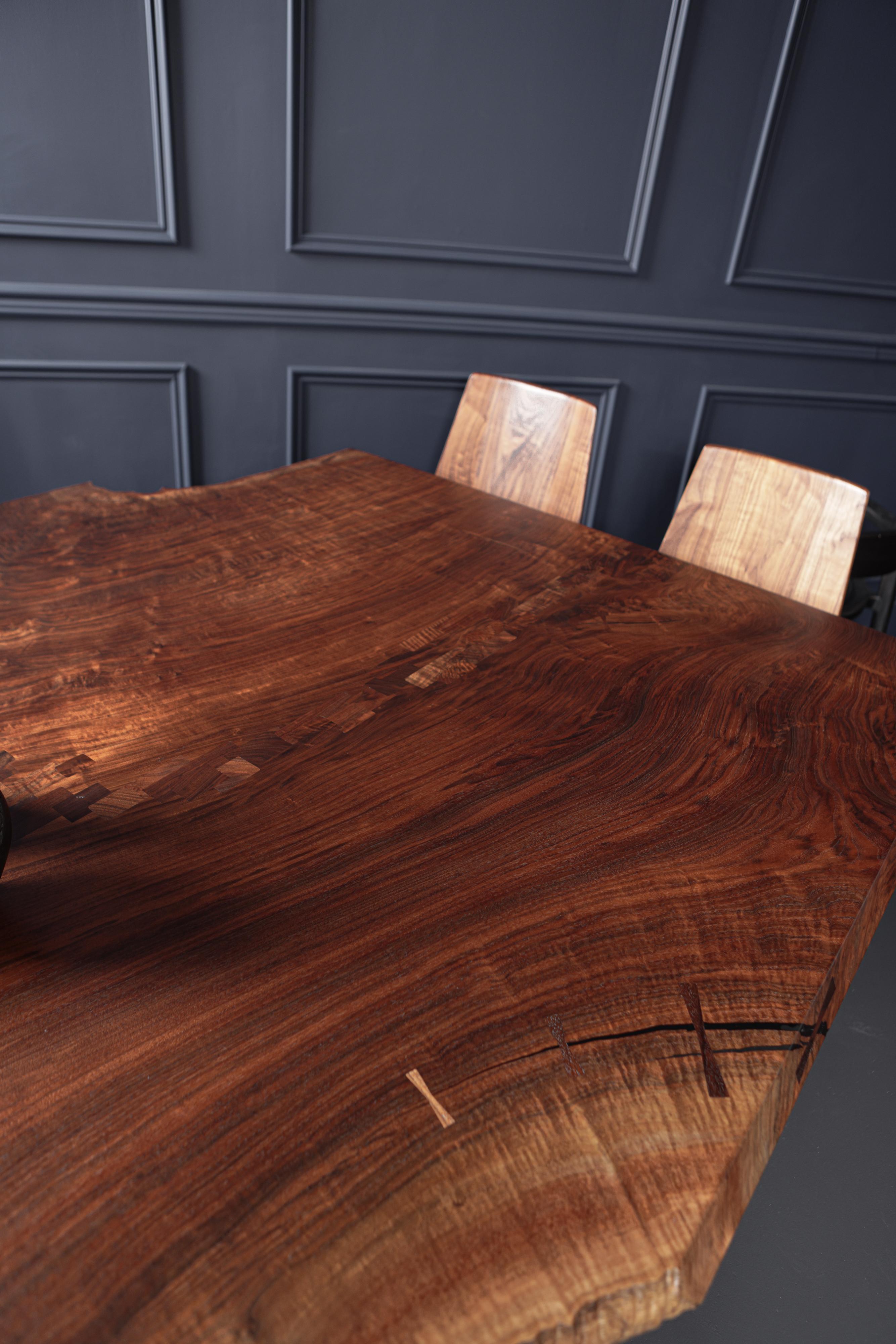 Claro Walnut Single Slab Live Edge Dining Table, in Stock In New Condition For Sale In Calgary, CA