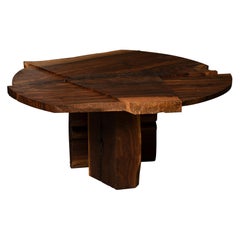 Claro Walnut Single Slab Strike/Slip Round Dining Table