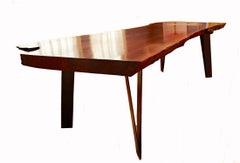 Claro Walnut Slab Dining Table with Steel Legs by Artist Charles Green