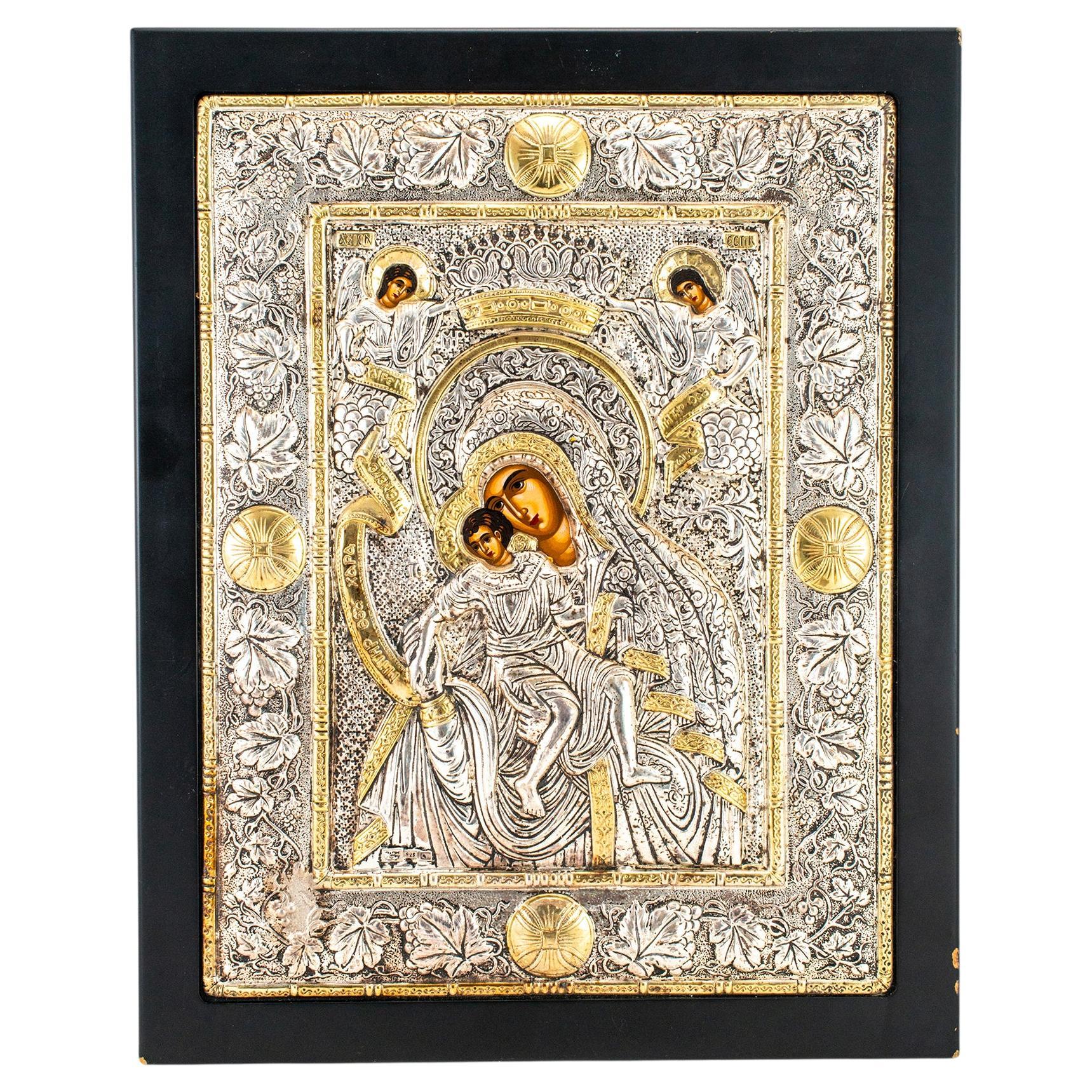 Clarté 925 Sterling Silber 22K vergoldet Griechisch Orthodoxe Ikonen Rahmen
