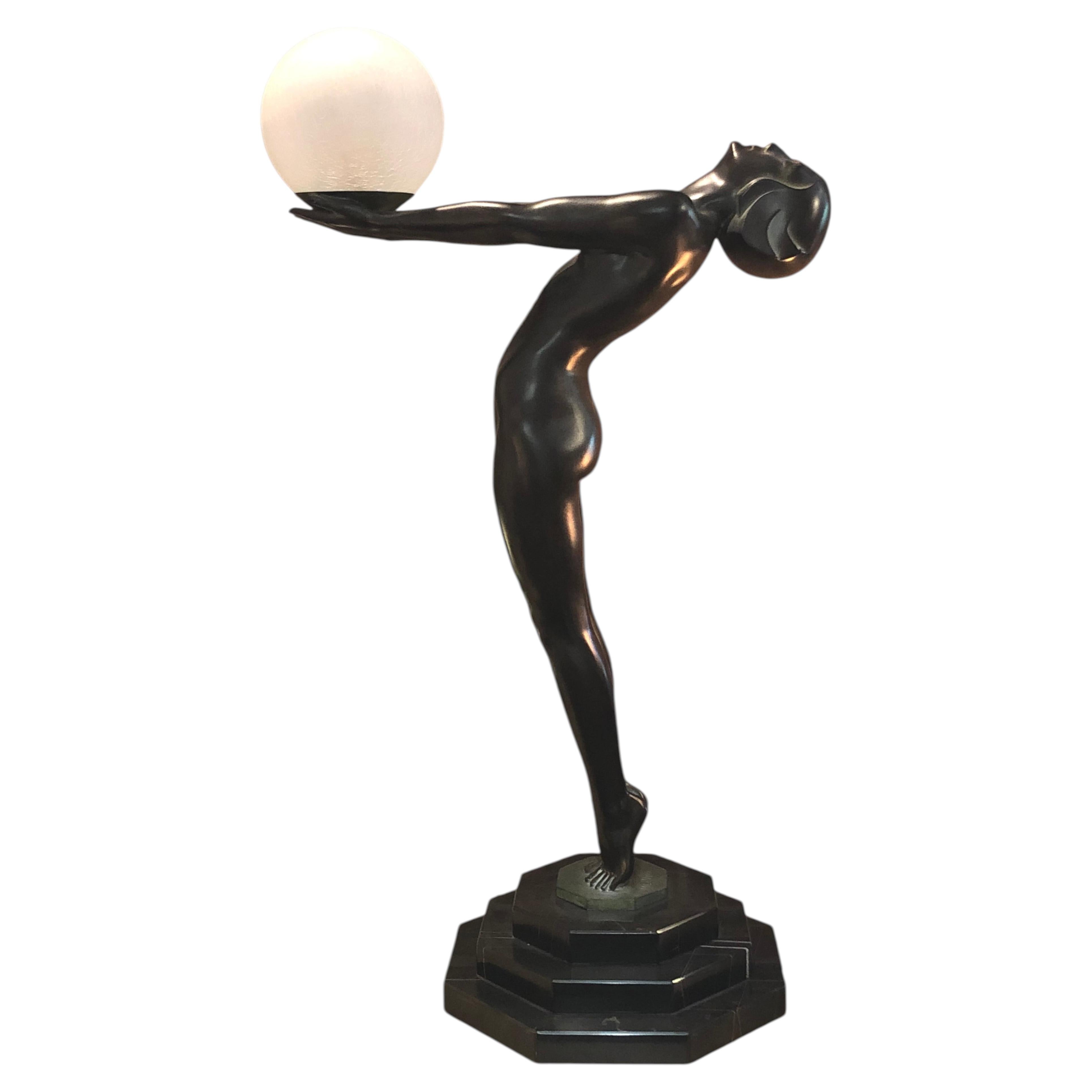 Clarte Art Deco Dancer Sculpture in Bronze by Max Le Verrier France
