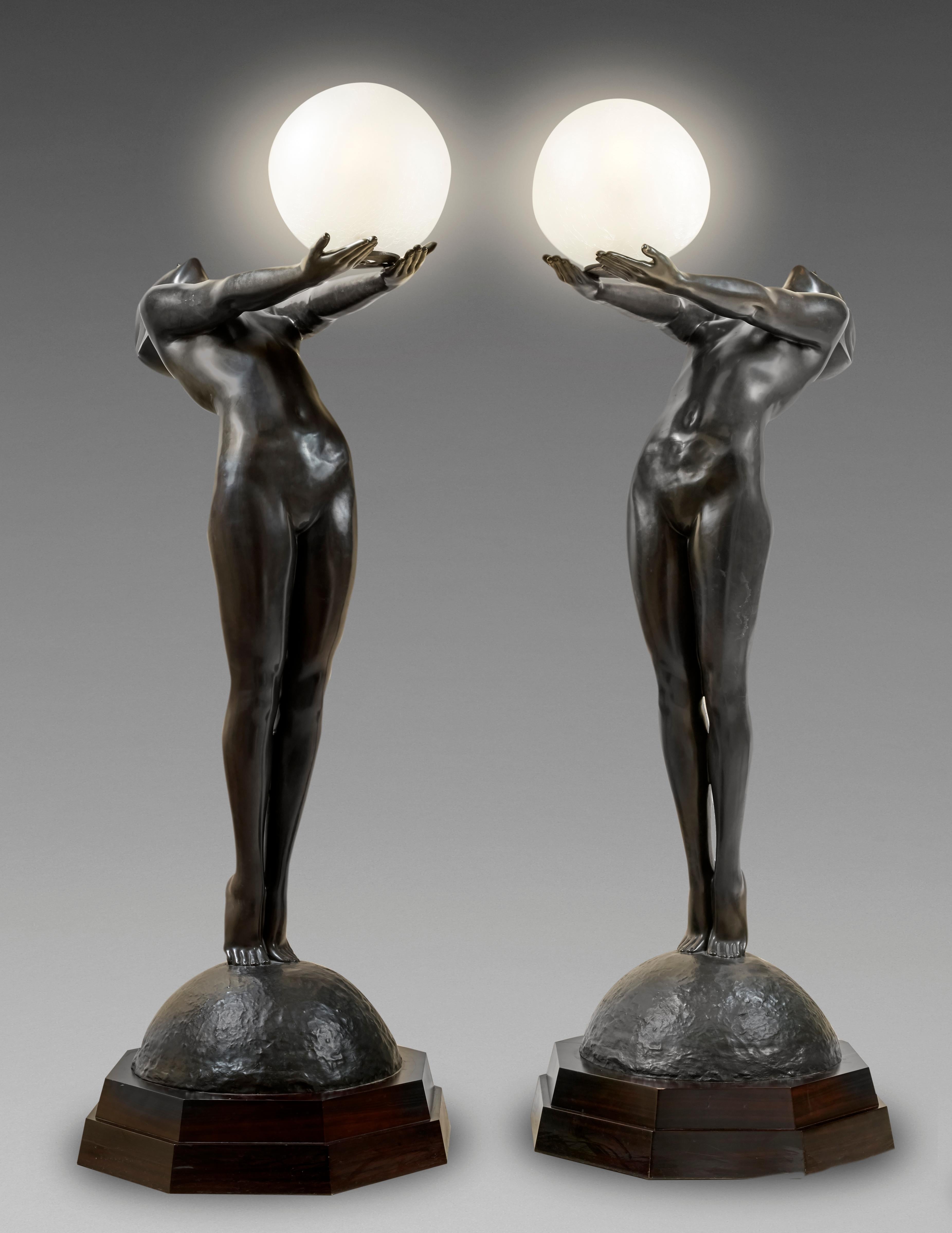 Max Le Verrier, 
1891-1973, French

Clarté, 20th century
Signed and sealed “Le Verrier Paris” 
Bronzes with dark patina

Max Le Verrier (1891-1973): He was a French sculptor best known for his elegant figurative works. Whether representing