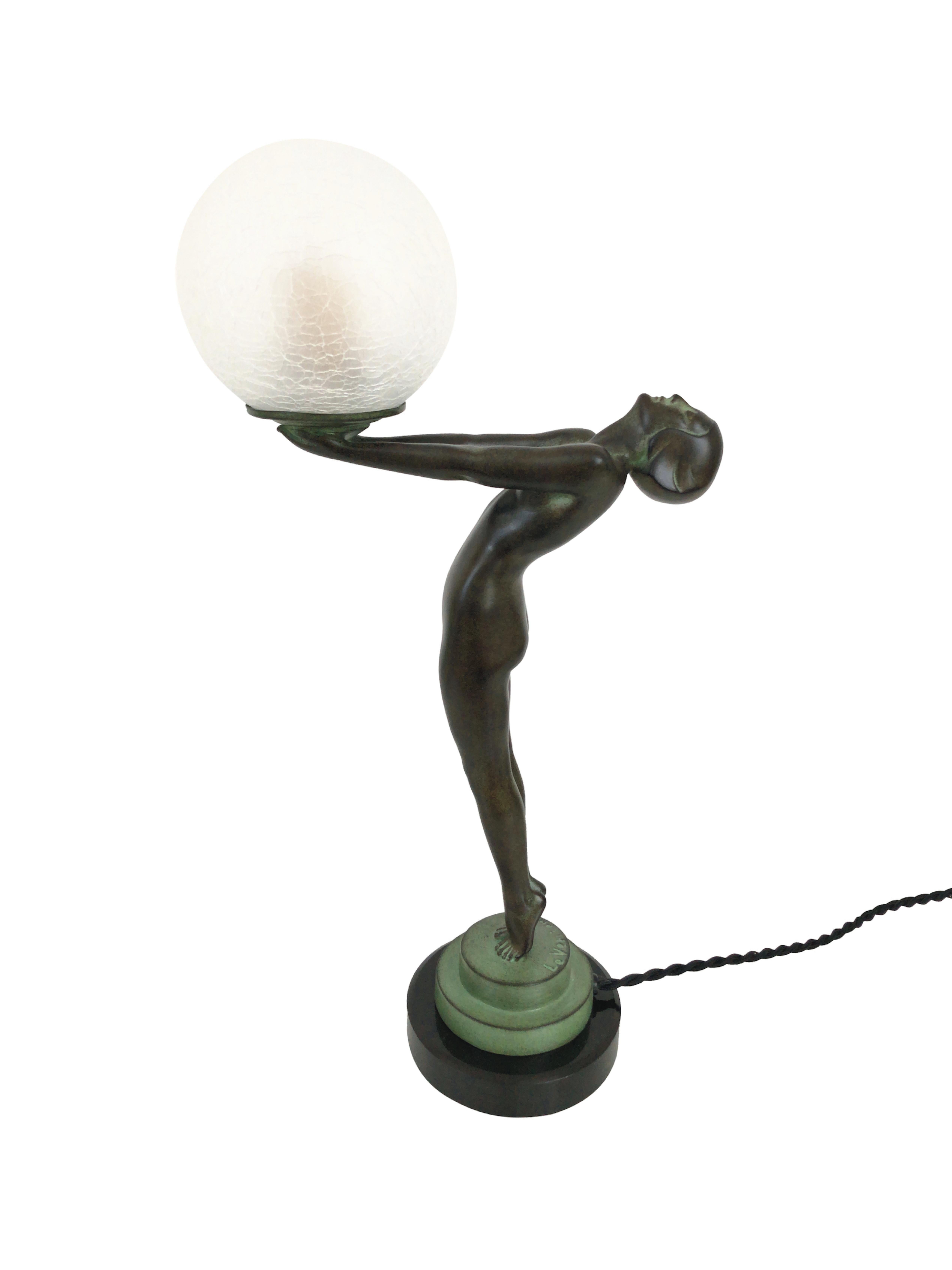 Clarté Sculpture Lueur Lamp from the Important Art Deco Artist Max Le Verrier 4