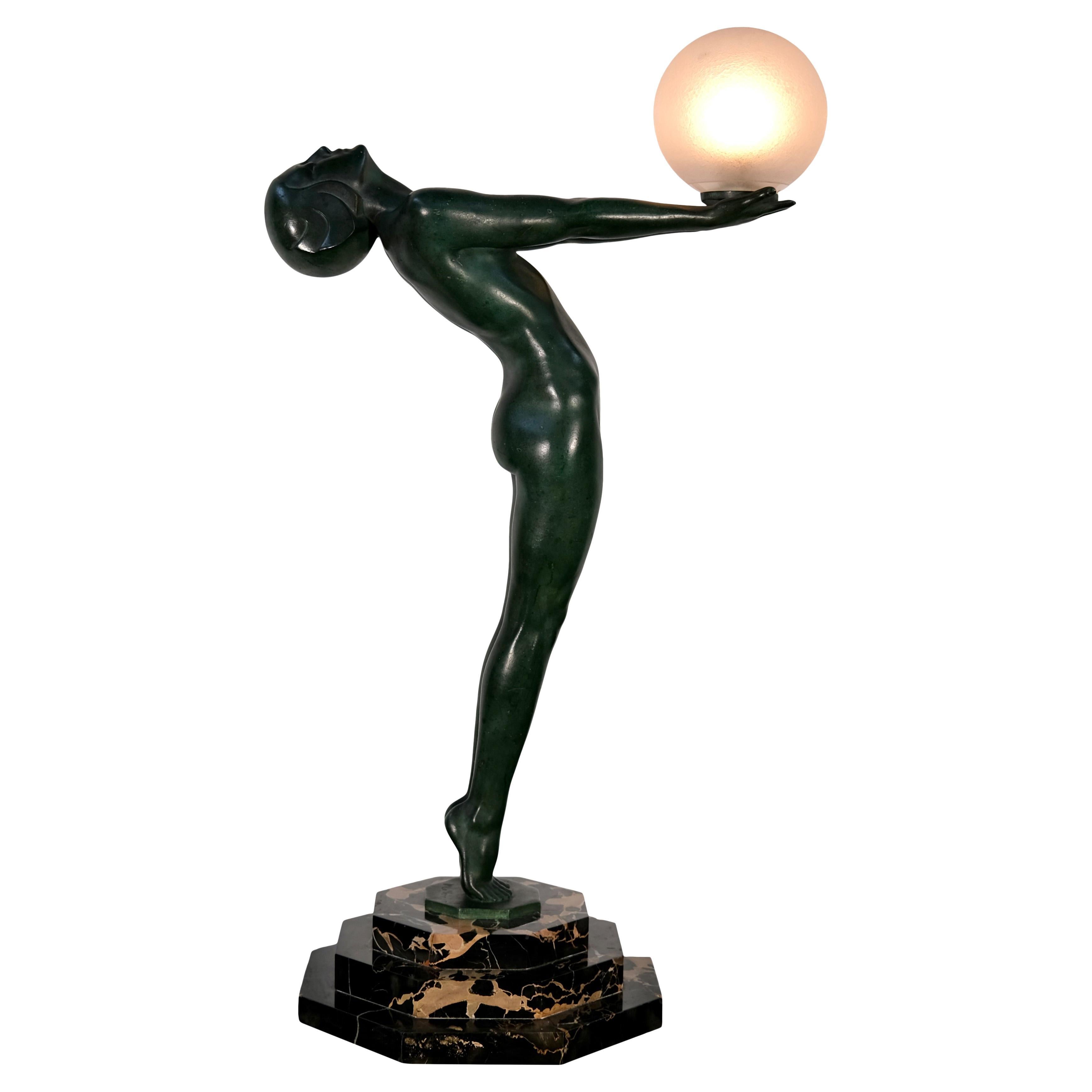 Sculpture de danseuse Art déco Clarte en fonte de Max Le Verrier France 1928