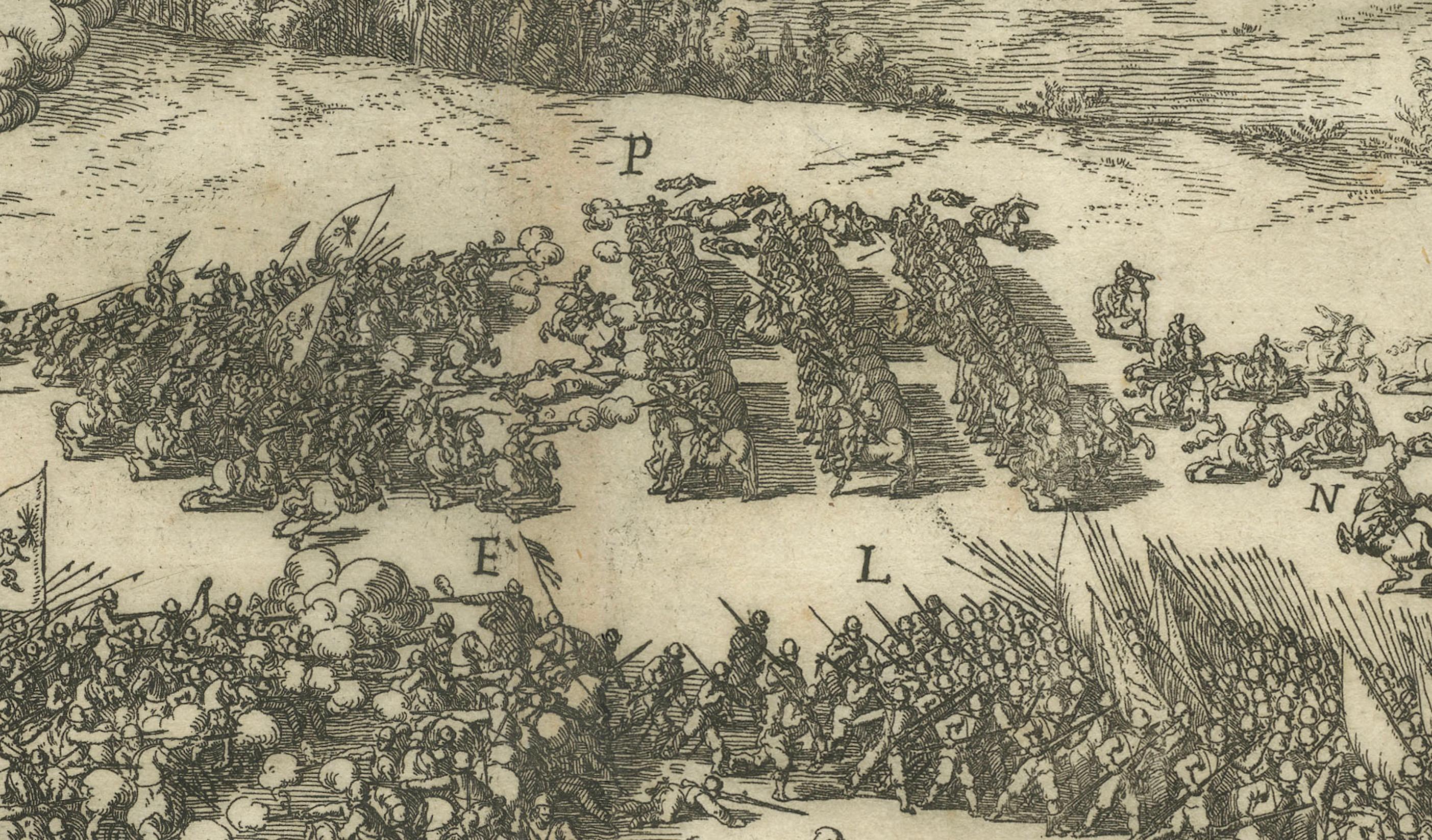 Milieu du XVIIe siècle Le combat à Rijmenam gravé : un point de convergence dans les huit années de guerre, 1632 en vente