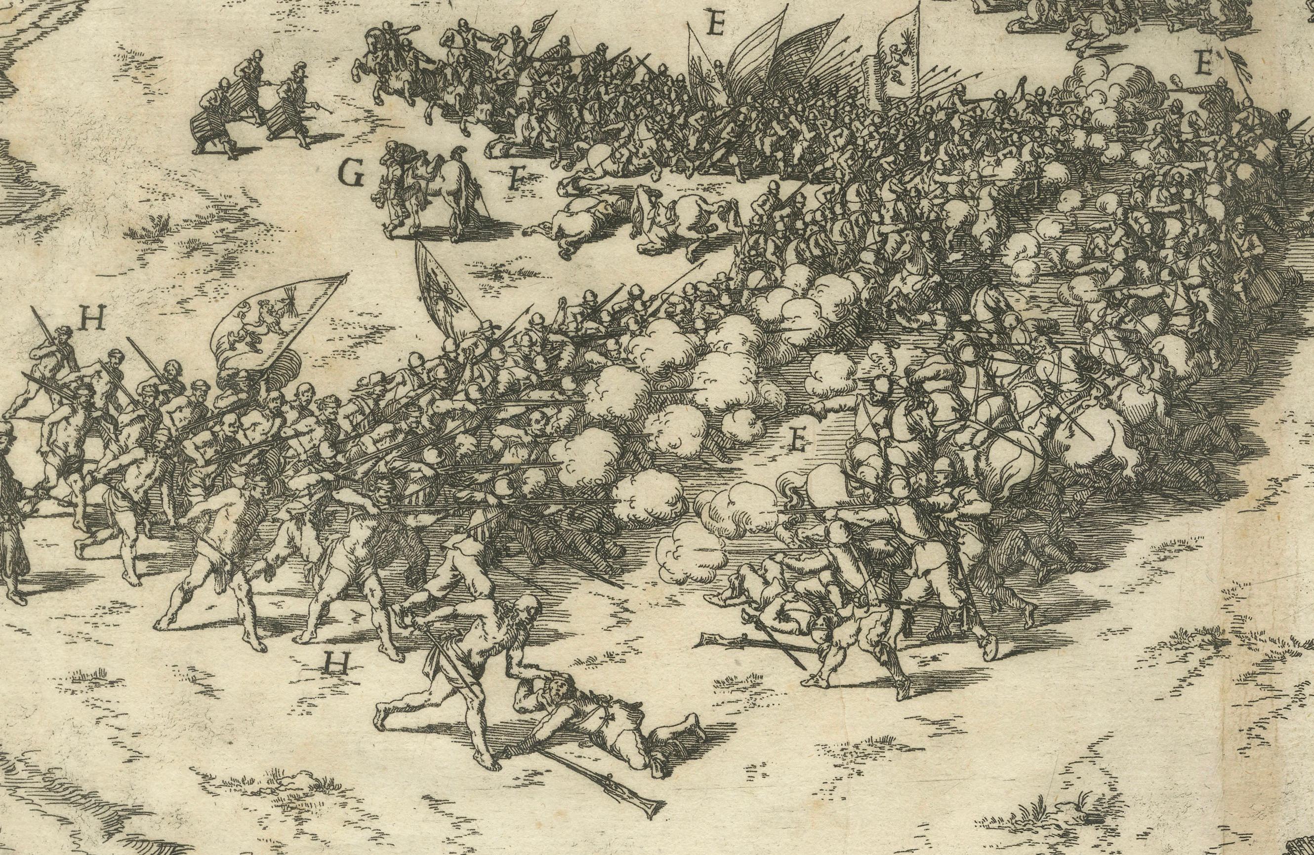 Le combat à Rijmenam gravé : un point de convergence dans les huit années de guerre, 1632 en vente 1