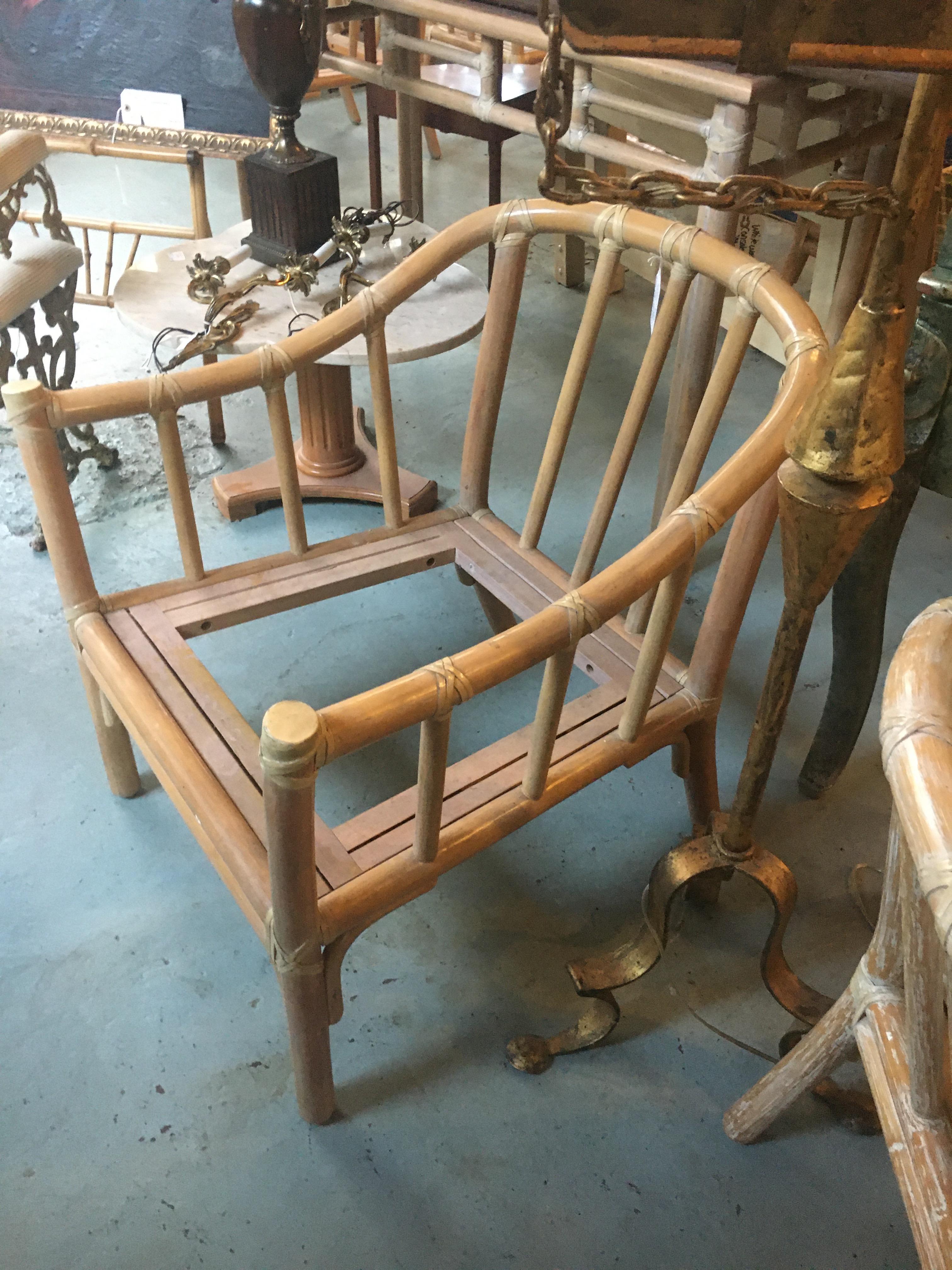 Rattan Clasic Set of Two McGuire Club Chairs, Great Scale for Comfort