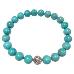 Clasp Beaded Necklace Natural Turquoises Colorful Sapphires White Gold 18 Karat