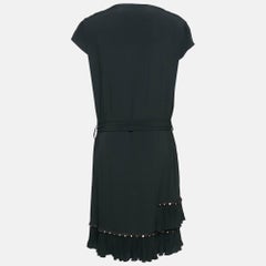 Class by Roberto Cavalli Black Crepe Pleated Hem Knee-Length Dress M