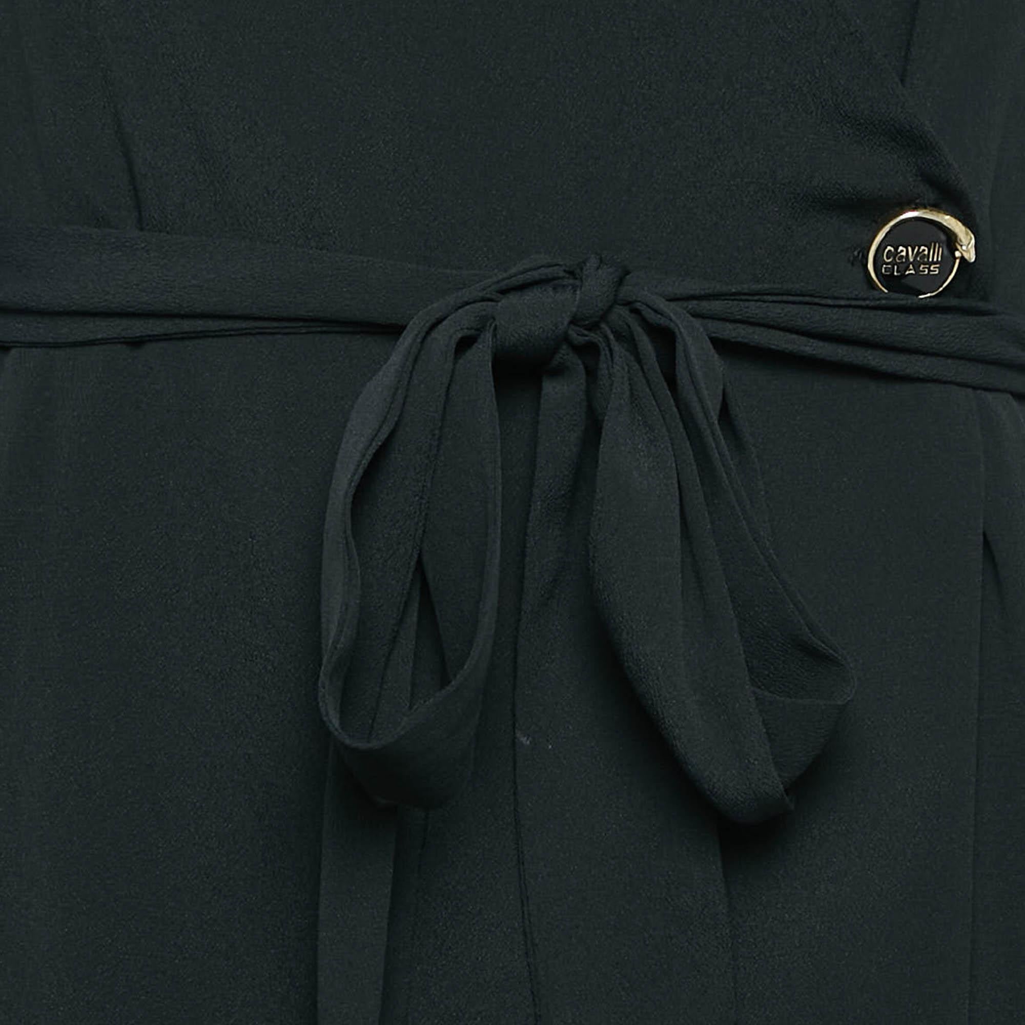 Class by Roberto Cavalli Black Crepe Pleated Hem Knee-Length Dress M In Good Condition For Sale In Dubai, Al Qouz 2