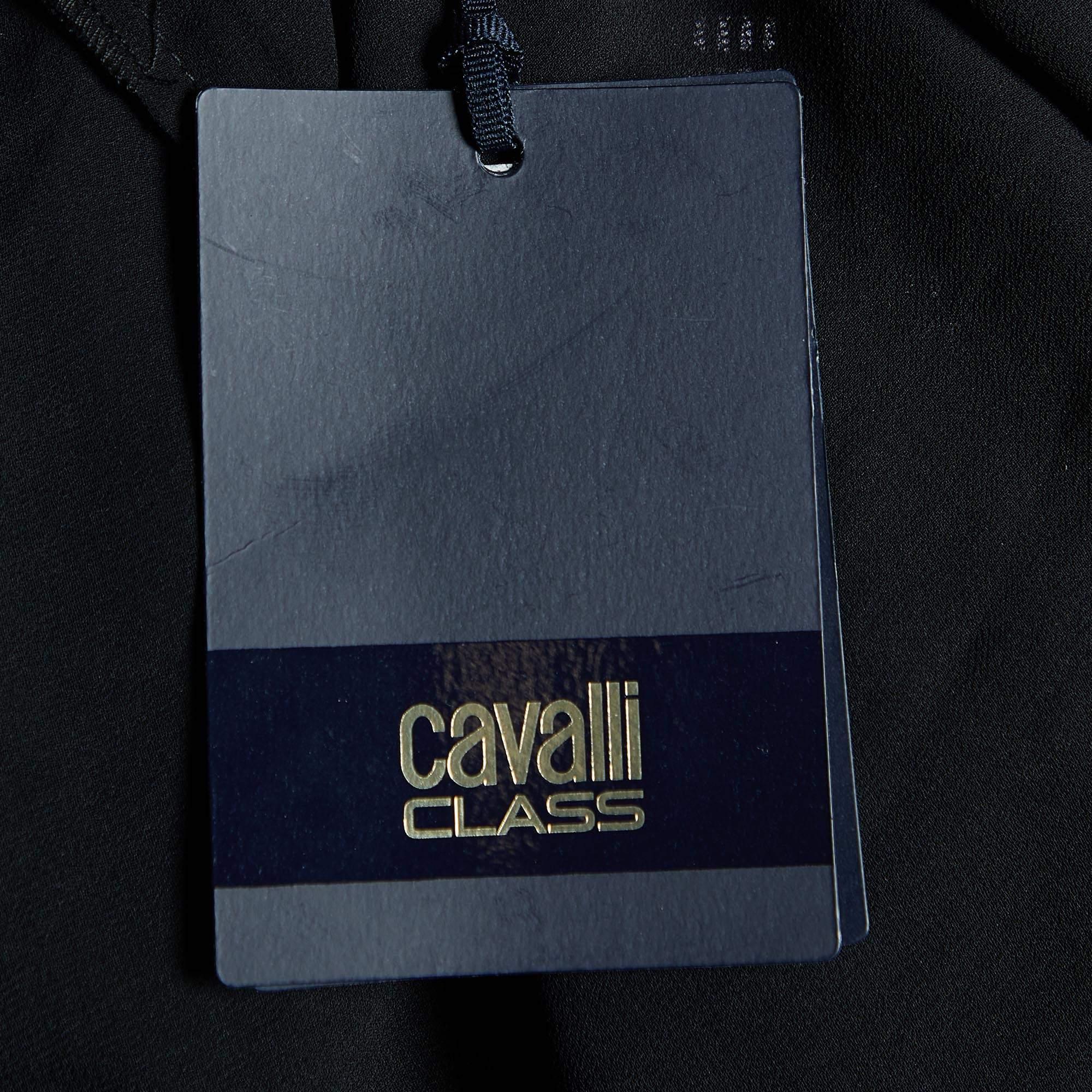 Class by Roberto Cavalli Chemisier en tulle transparent noir à points floqués M. en vente 1