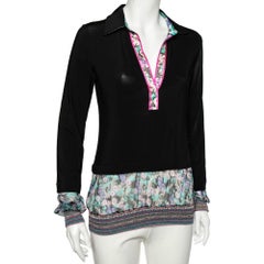 Class by Roberto Cavalli Top in jersey nero con pannelli a contrasto M. I.