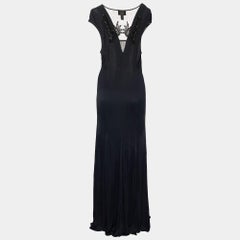 Class by Roberto Cavalli Black Jersey Embellished Sleeveless Maxi Dress L