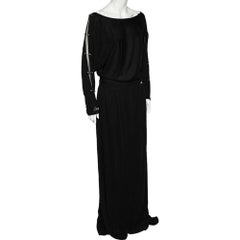 Class by Roberto Cavalli Maxi Abito in Jersey Nero con Dettaglio Link in Metallo L.