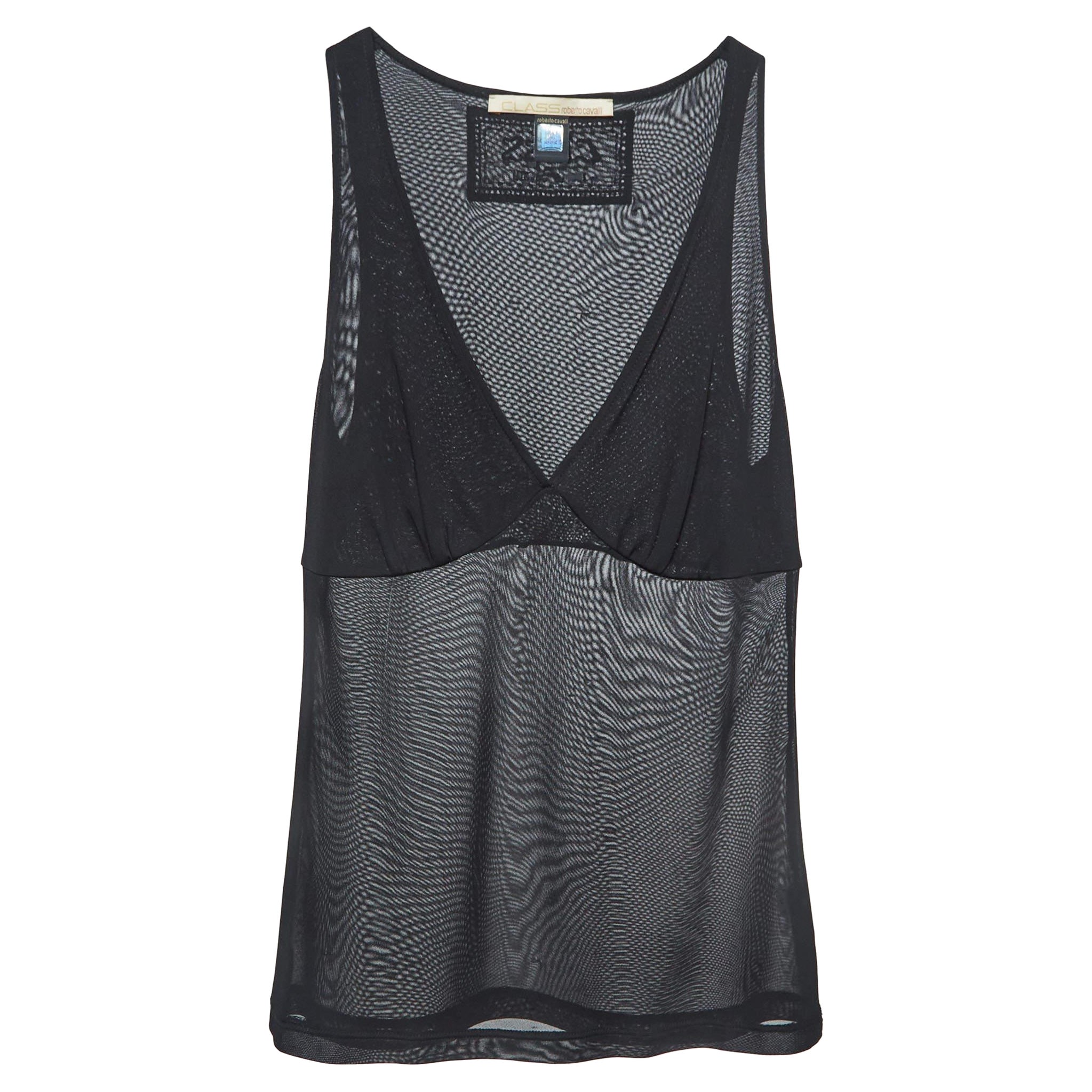 Class by Roberto Cavalli - Maglia nera con scollo a V V.I.V.A. S