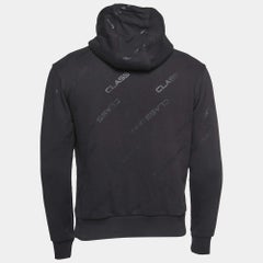 Class by Roberto Cavalli Felpa con cappuccio in cotone stampato con logo nero S