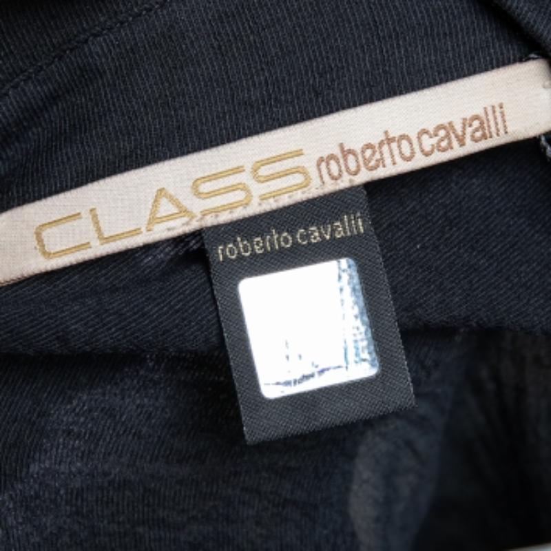 Class by Roberto Cavalli Chemise en crêpe lurex noir avec boutons sur le devant M Bon état à Dubai, Al Qouz 2