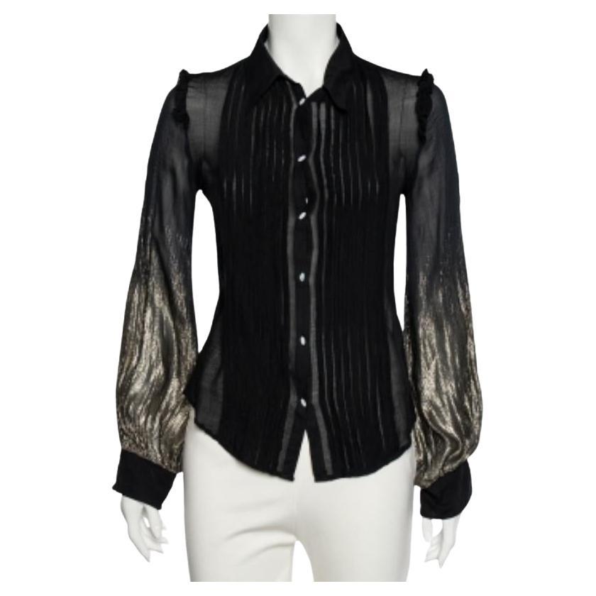 Class by Roberto Cavalli - Camicia con bottoni in crepe lurex nera - M. I.