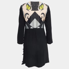 Class by Roberto Cavalli Mini robe à manches longues en crêpe imprimé noir L