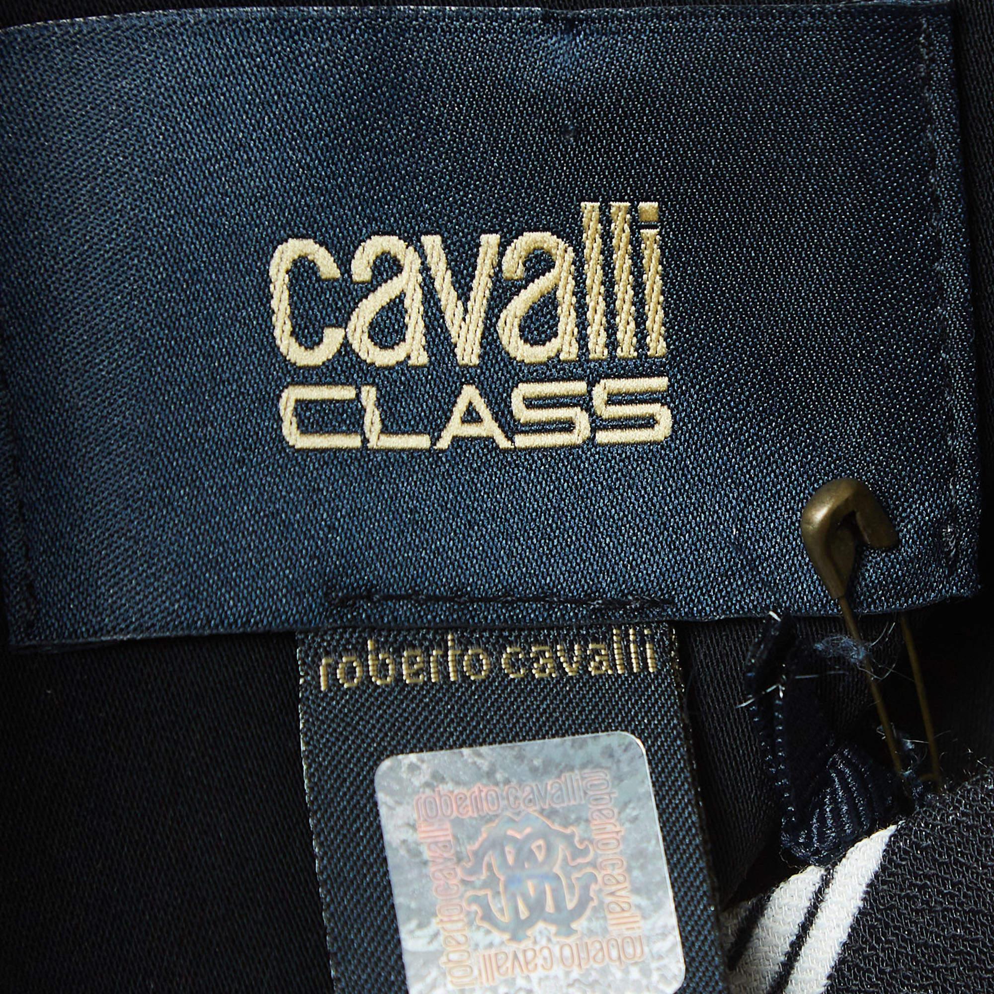 Class by Roberto Cavalli Black Printed Crepe Long Sleeve Mini Dress L In Excellent Condition For Sale In Dubai, Al Qouz 2
