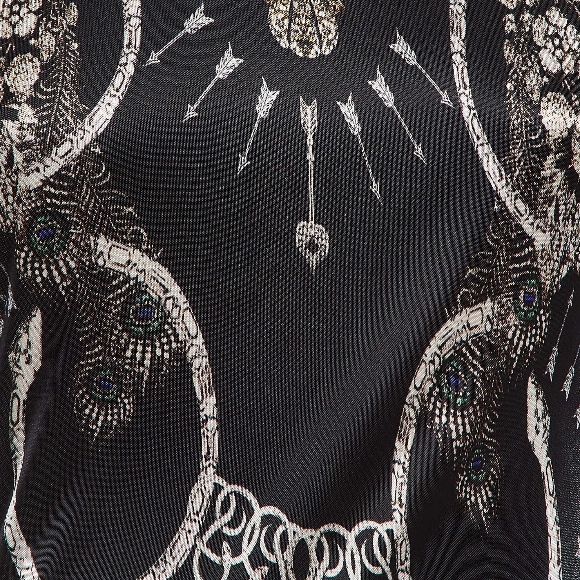 Class by Roberto Cavalli Schwarzes bedrucktes, gerafftes, ärmelloses Maxikleid aus Jersey M im Zustand „Gut“ im Angebot in Dubai, Al Qouz 2