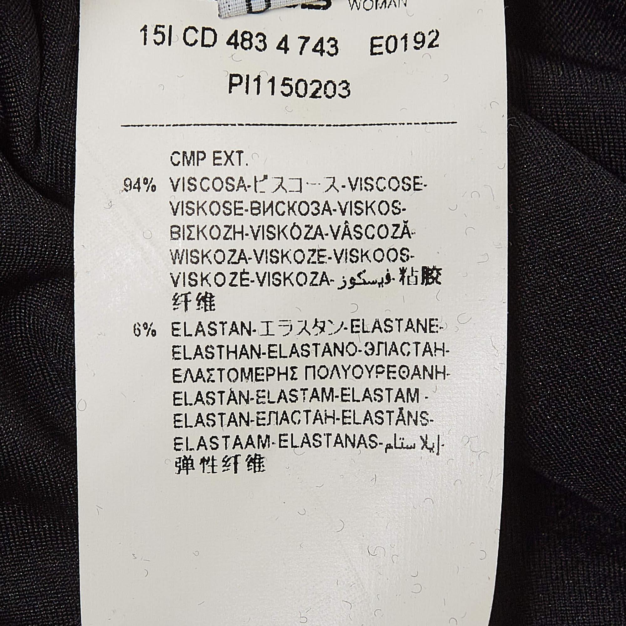 Class by Roberto Cavalli Schwarzes bedrucktes, gerafftes, ärmelloses Maxikleid aus Jersey M im Angebot 2