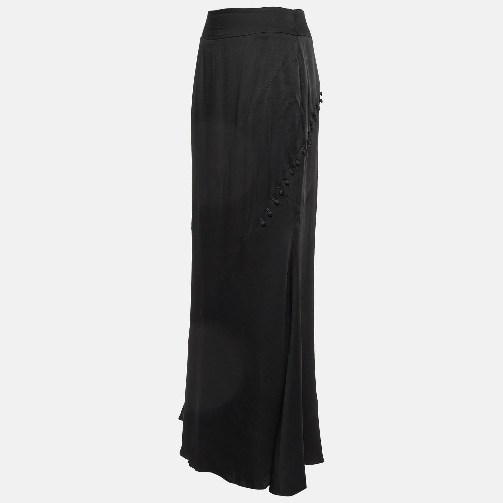 Noir Class by Roberto Cavalli Jupe longue en satin noir L