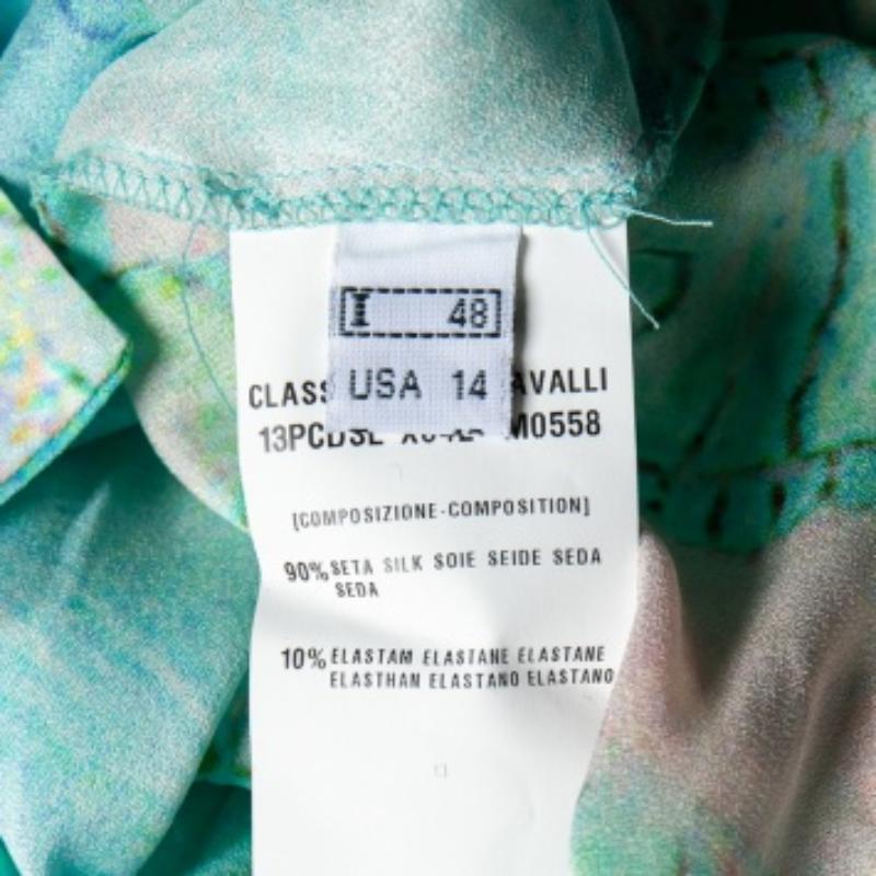 Haut Class by Roberto Cavalli imprimé bleu avec bordure en tricot côtelé L 1