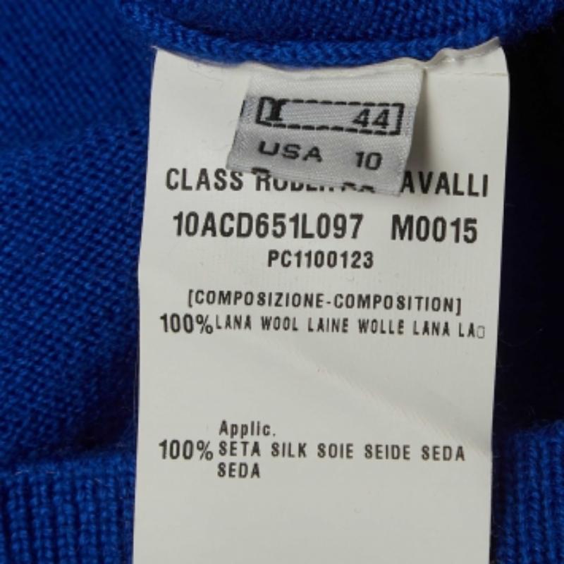 De las mujeres Class by Roberto Cavalli Chaqueta abotonada con inserciones de seda y lana azul M en venta